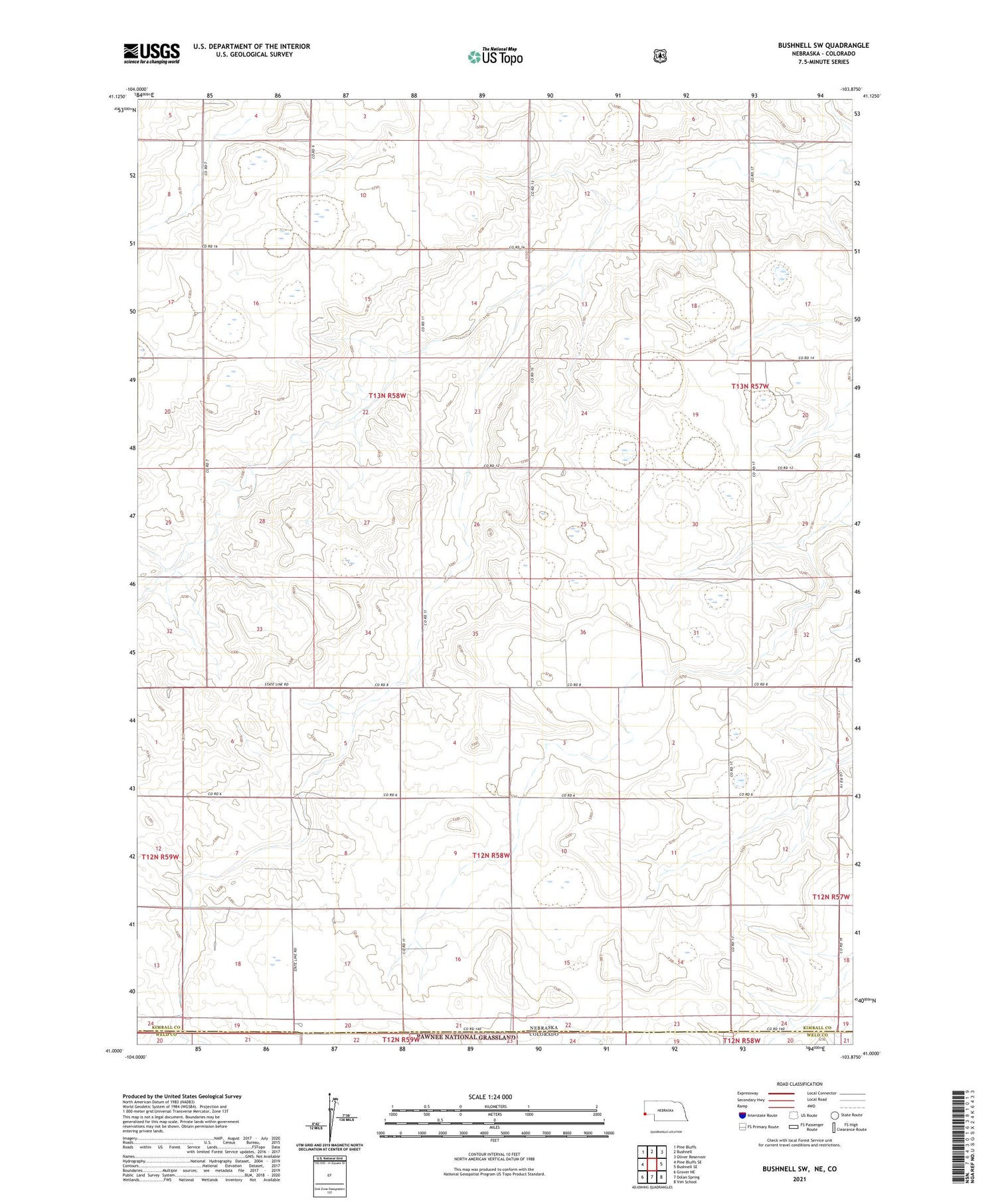 Bushnell SW Nebraska US Topo Map Image