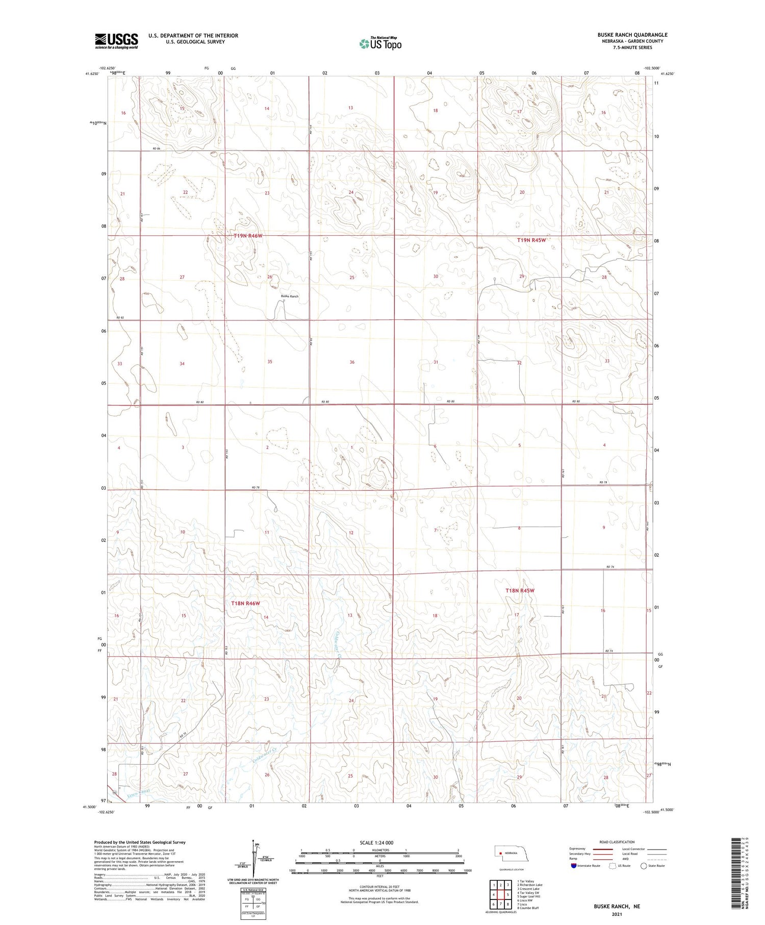 Buske Ranch Nebraska US Topo Map Image