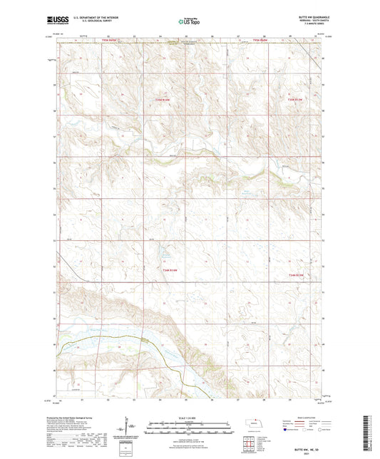 Butte NW Nebraska US Topo Map Image