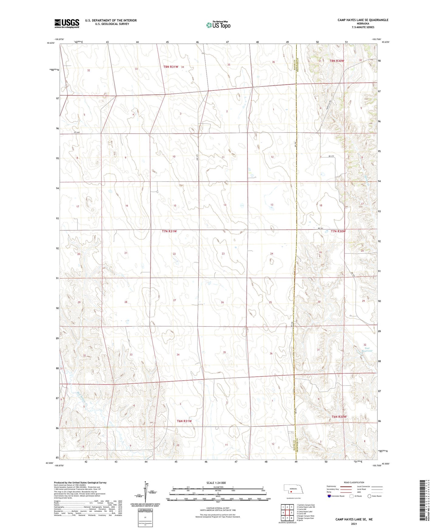 Camp Hayes Lake SE Nebraska US Topo Map Image