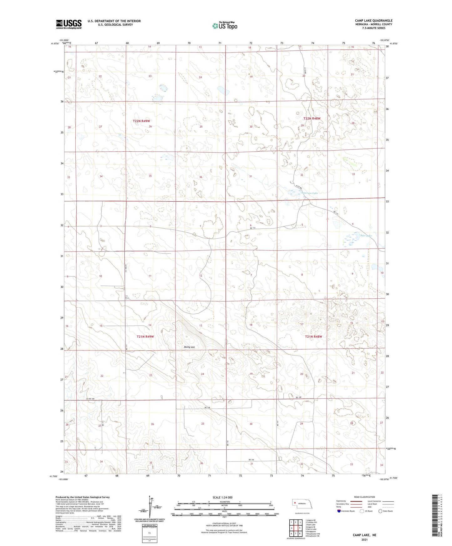 Camp Lake Nebraska US Topo Map Image