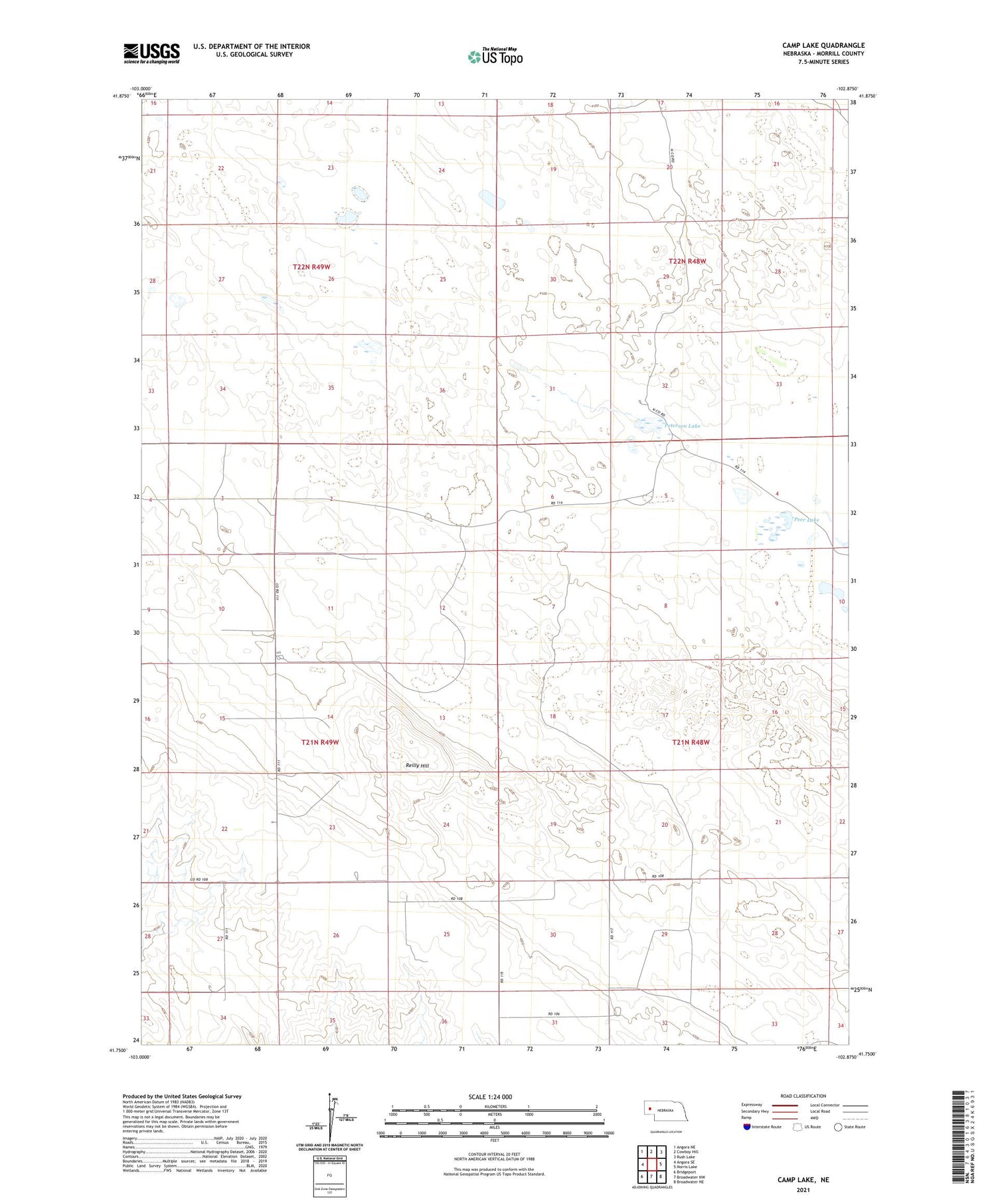 Camp Lake Nebraska US Topo Map Image