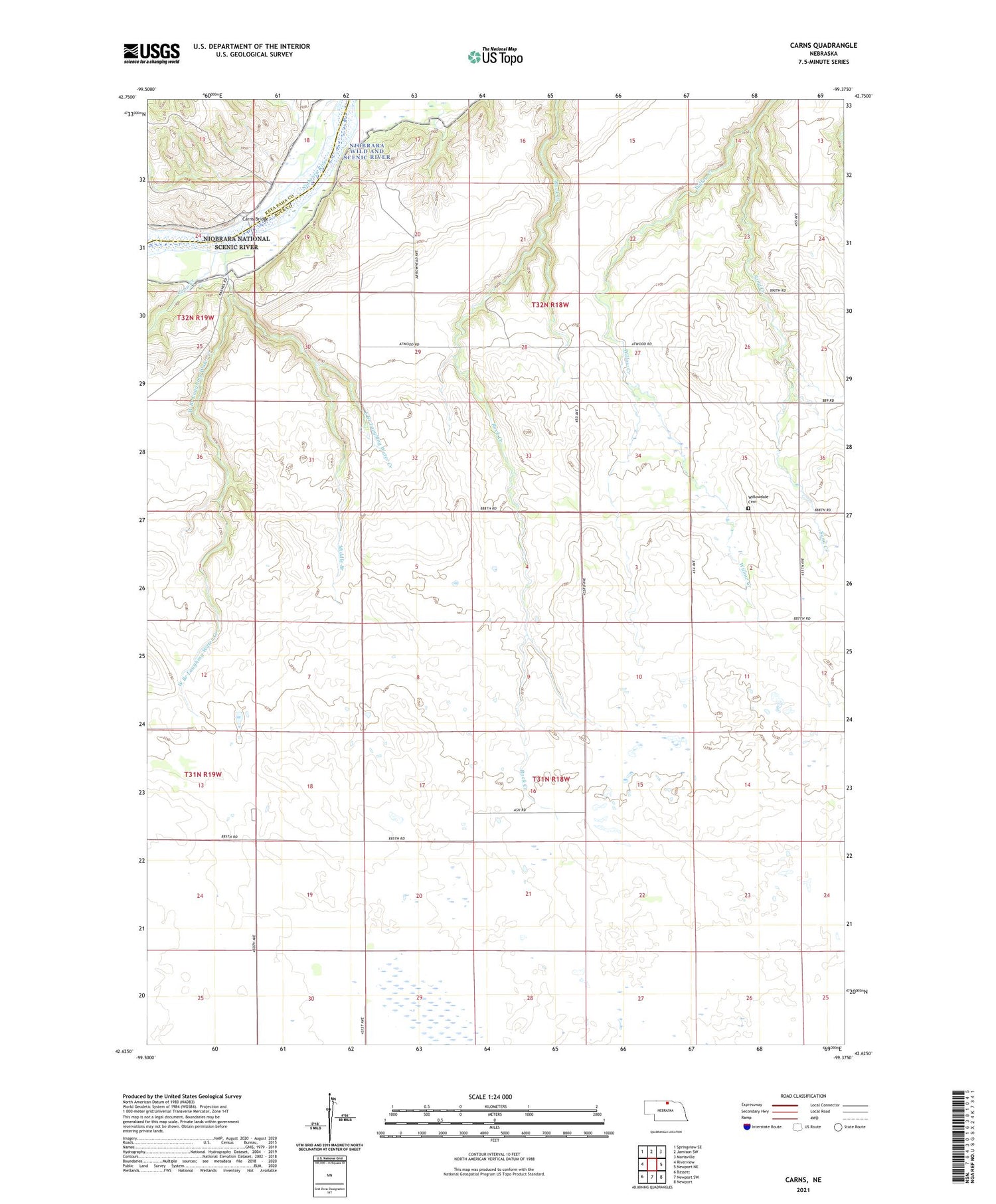 Carns Nebraska US Topo Map Image