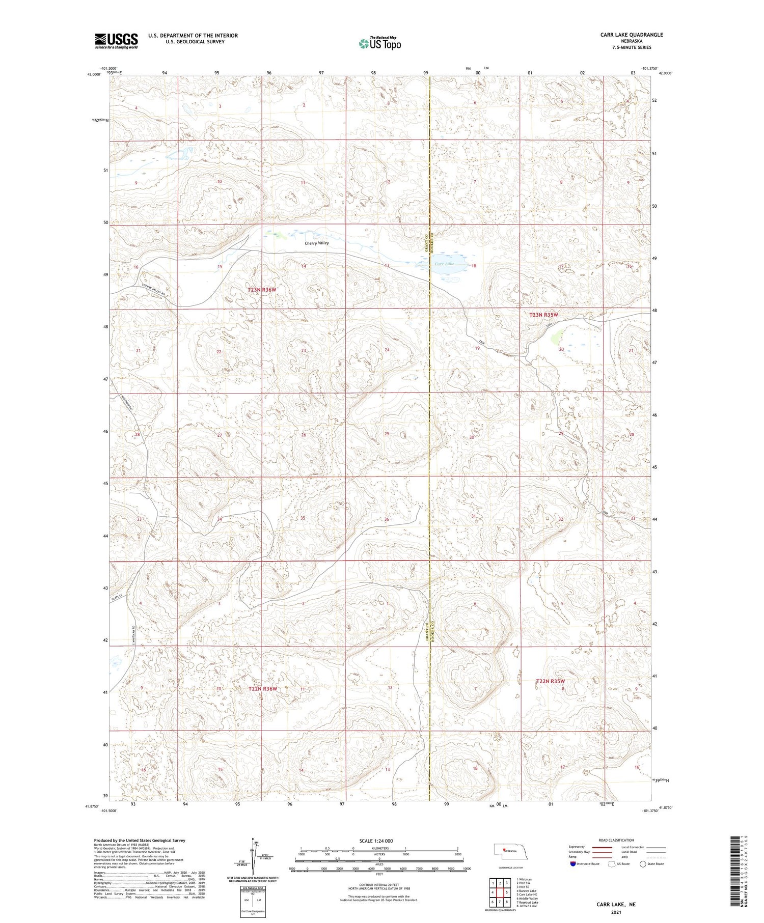 Carr Lake Nebraska US Topo Map Image