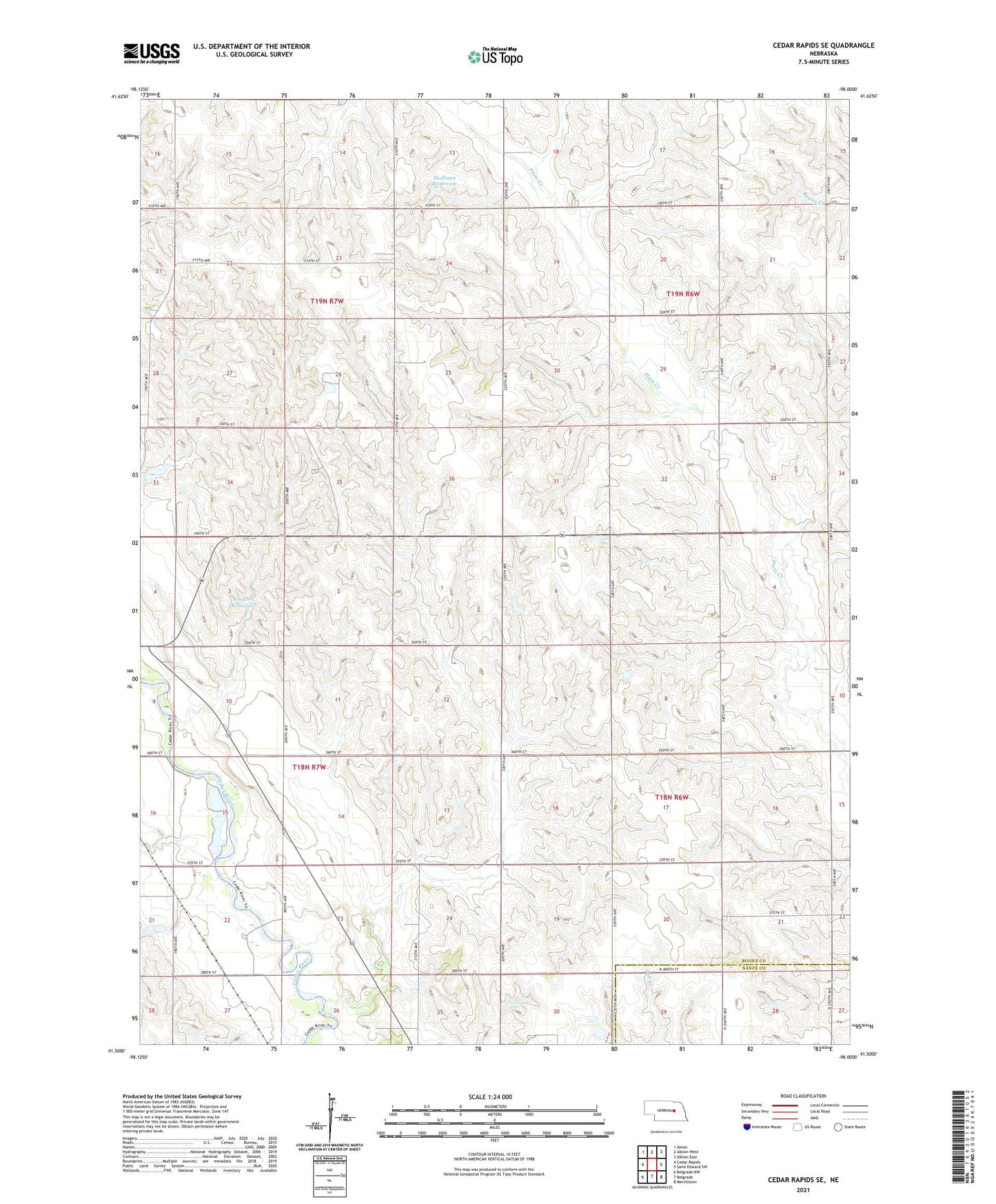 Cedar Rapids SE Nebraska US Topo Map Image