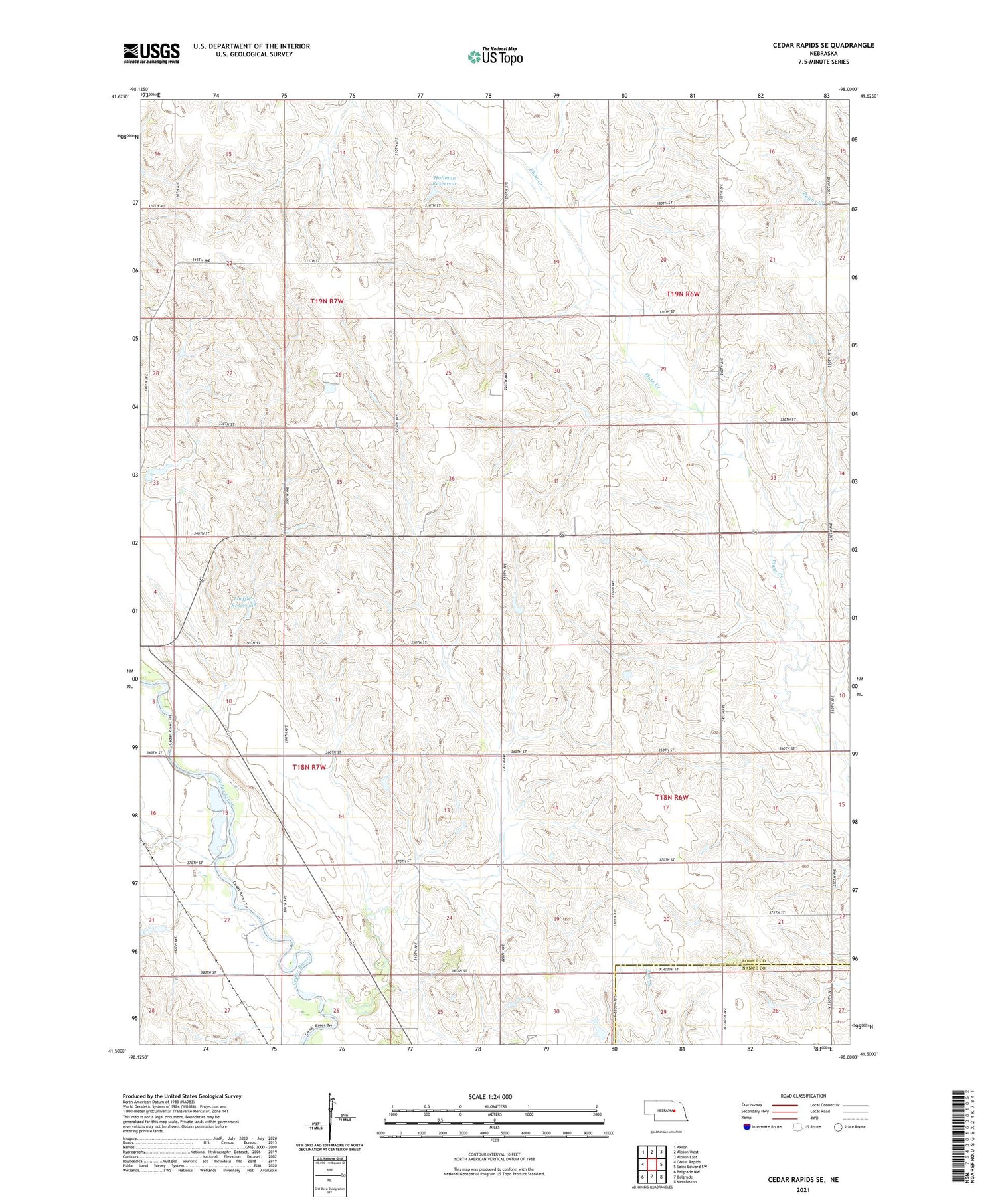 Cedar Rapids SE Nebraska US Topo Map Image