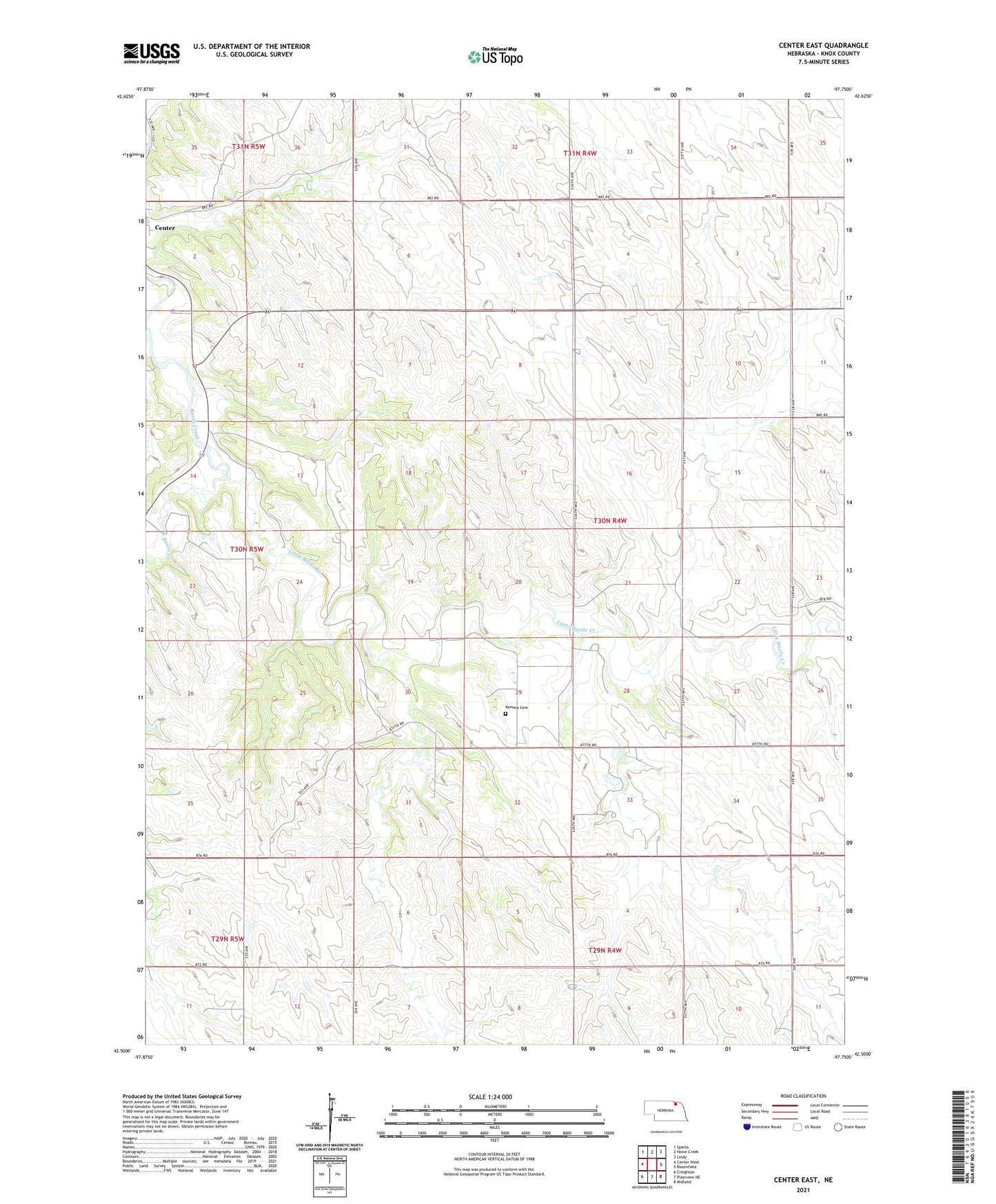 Center East Nebraska US Topo Map Image
