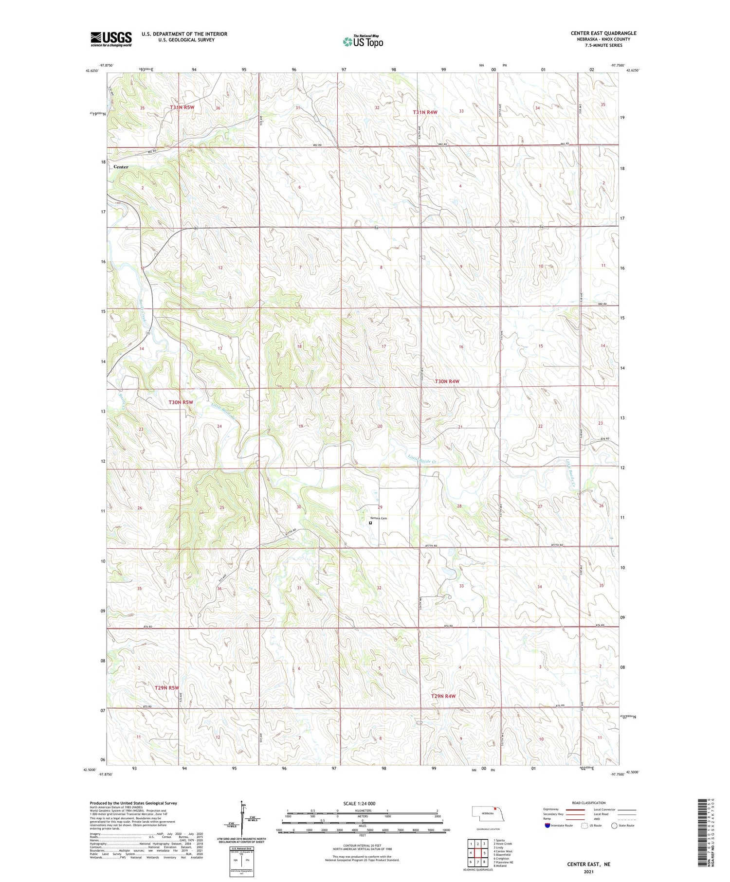 Center East Nebraska US Topo Map Image