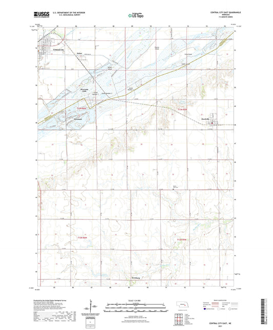Central City East Nebraska US Topo Map Image
