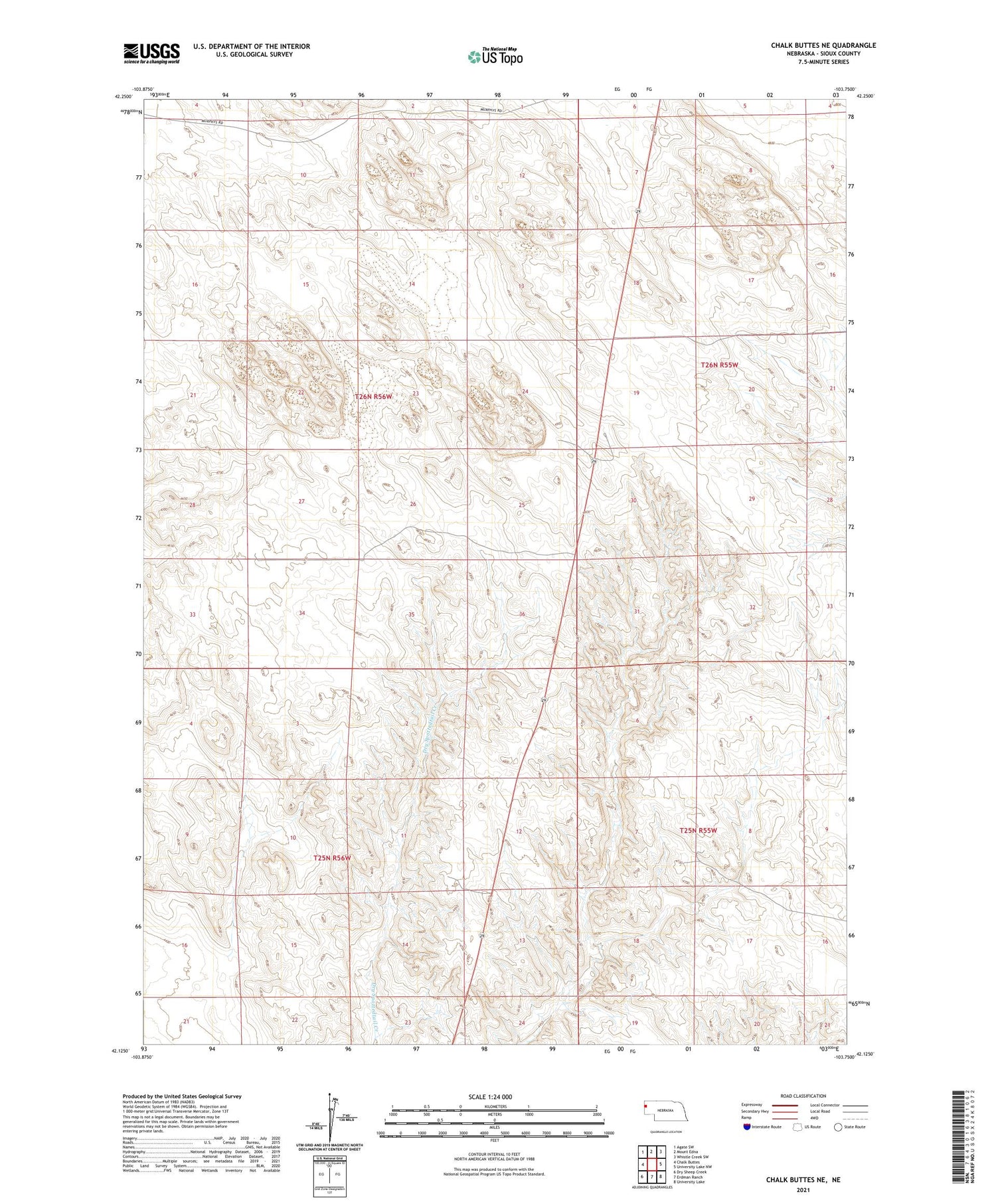 Chalk Buttes NE Nebraska US Topo Map Image