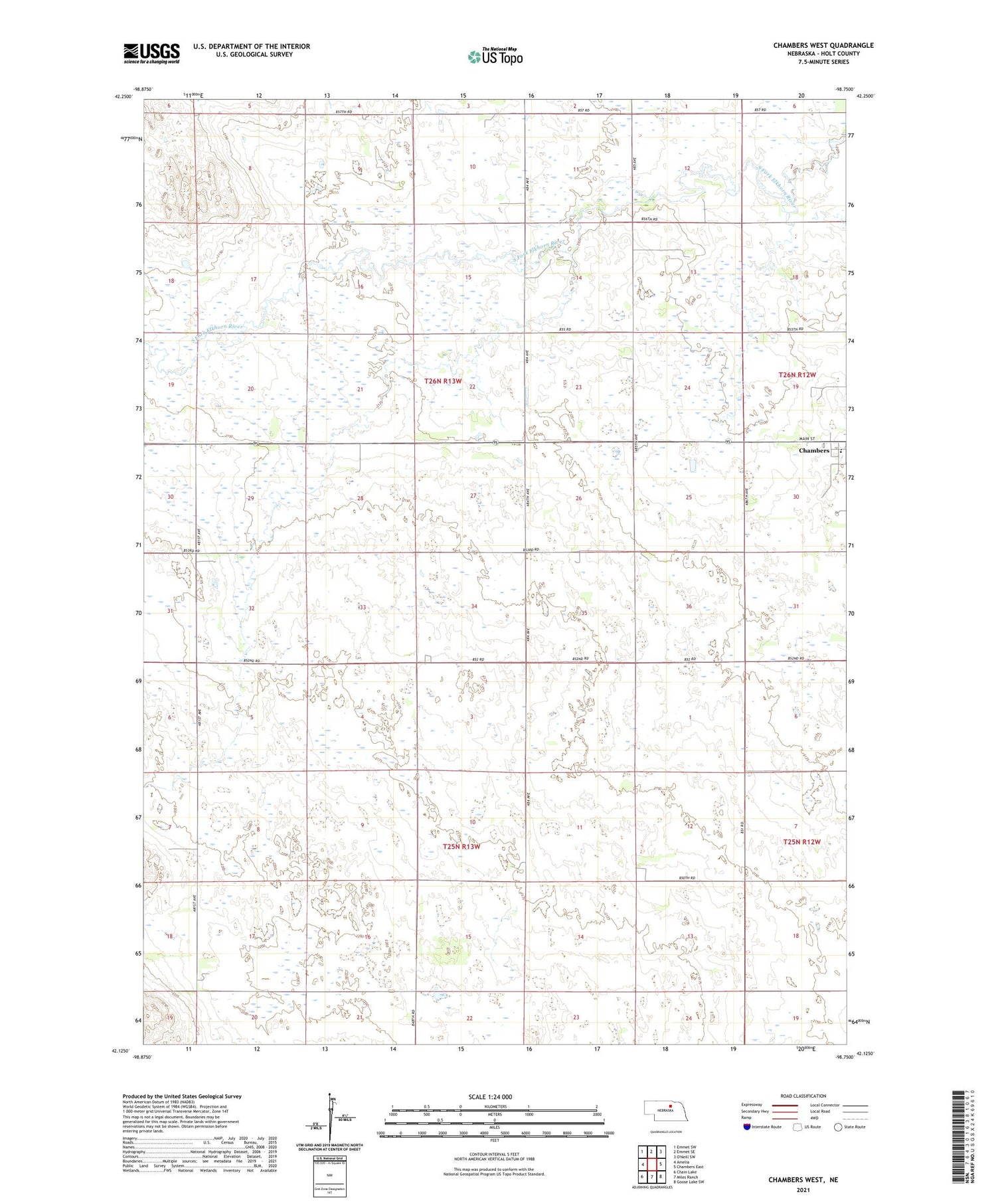 Chambers West Nebraska US Topo Map Image