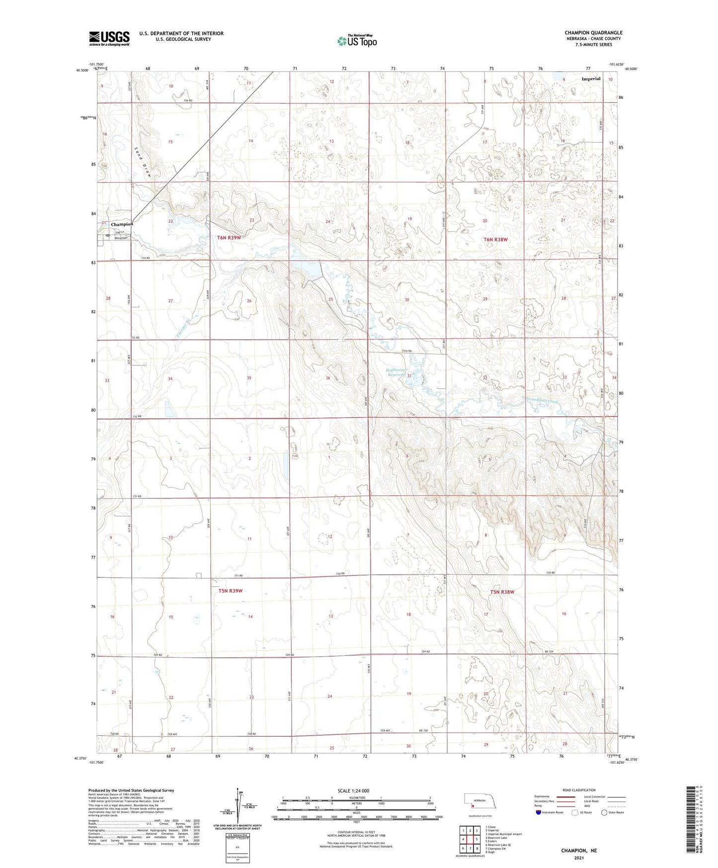 Champion Nebraska US Topo Map Image