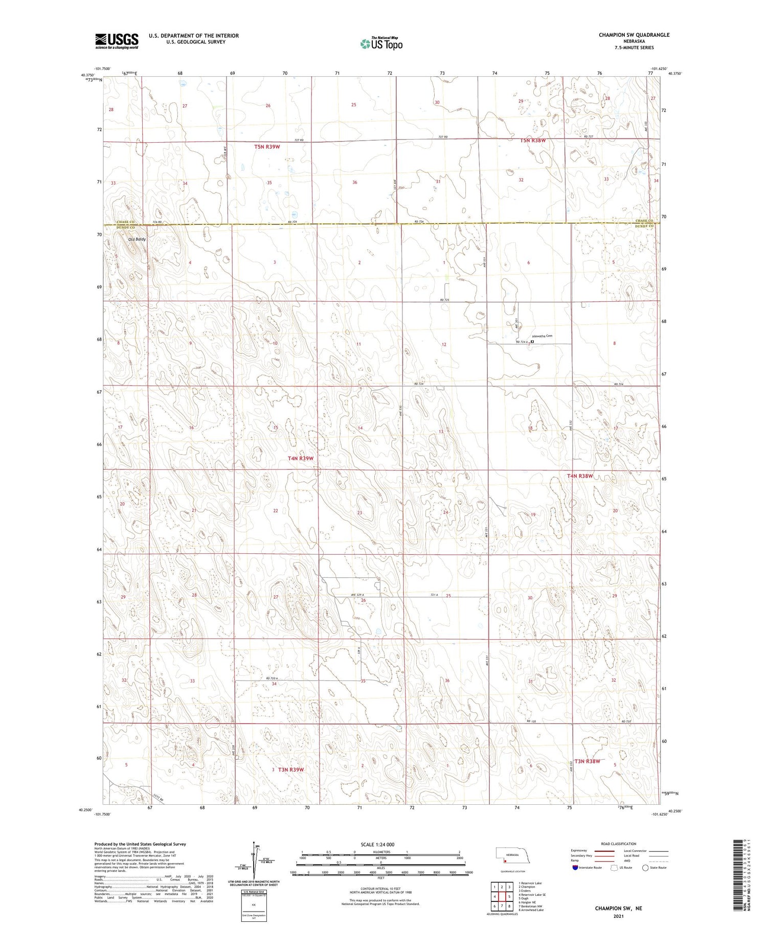 Champion SW Nebraska US Topo Map Image