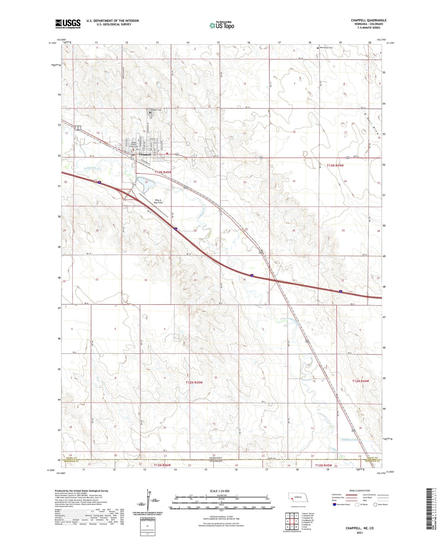 Chappell Nebraska US Topo Map Image
