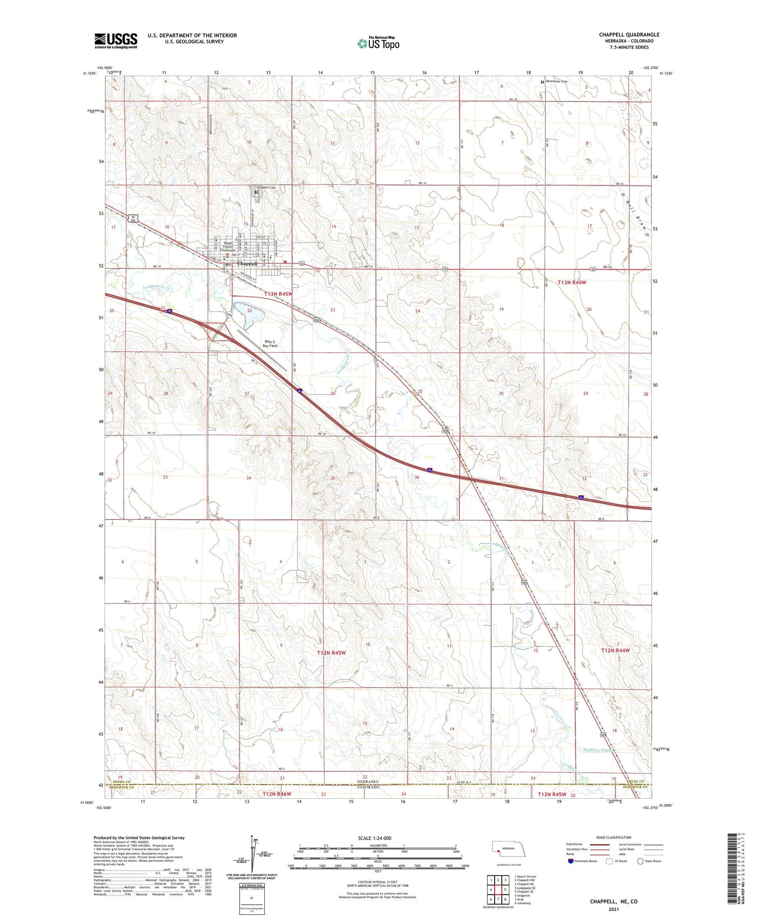 Chappell Nebraska US Topo Map Image