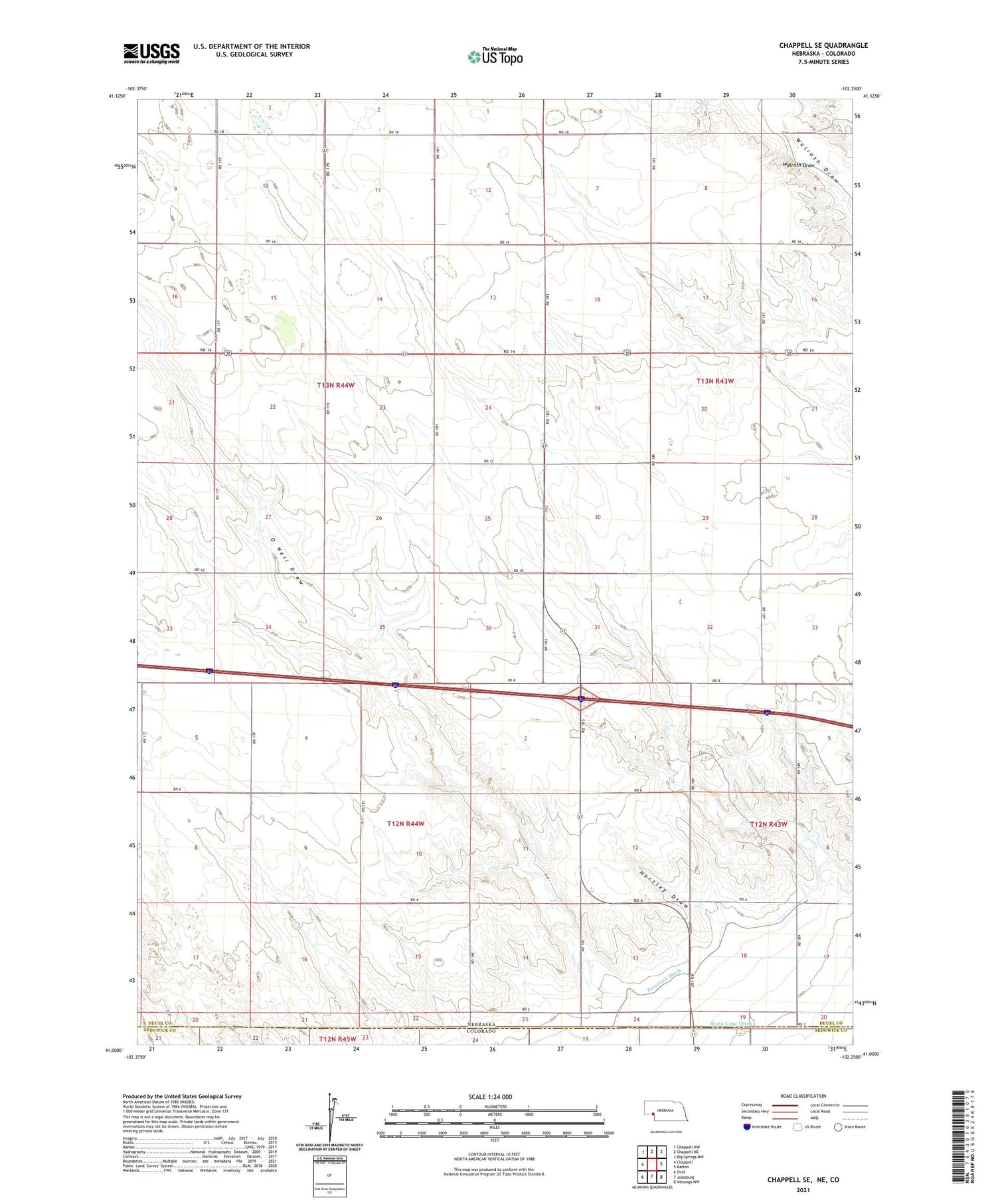 Chappell SE Nebraska US Topo Map Image