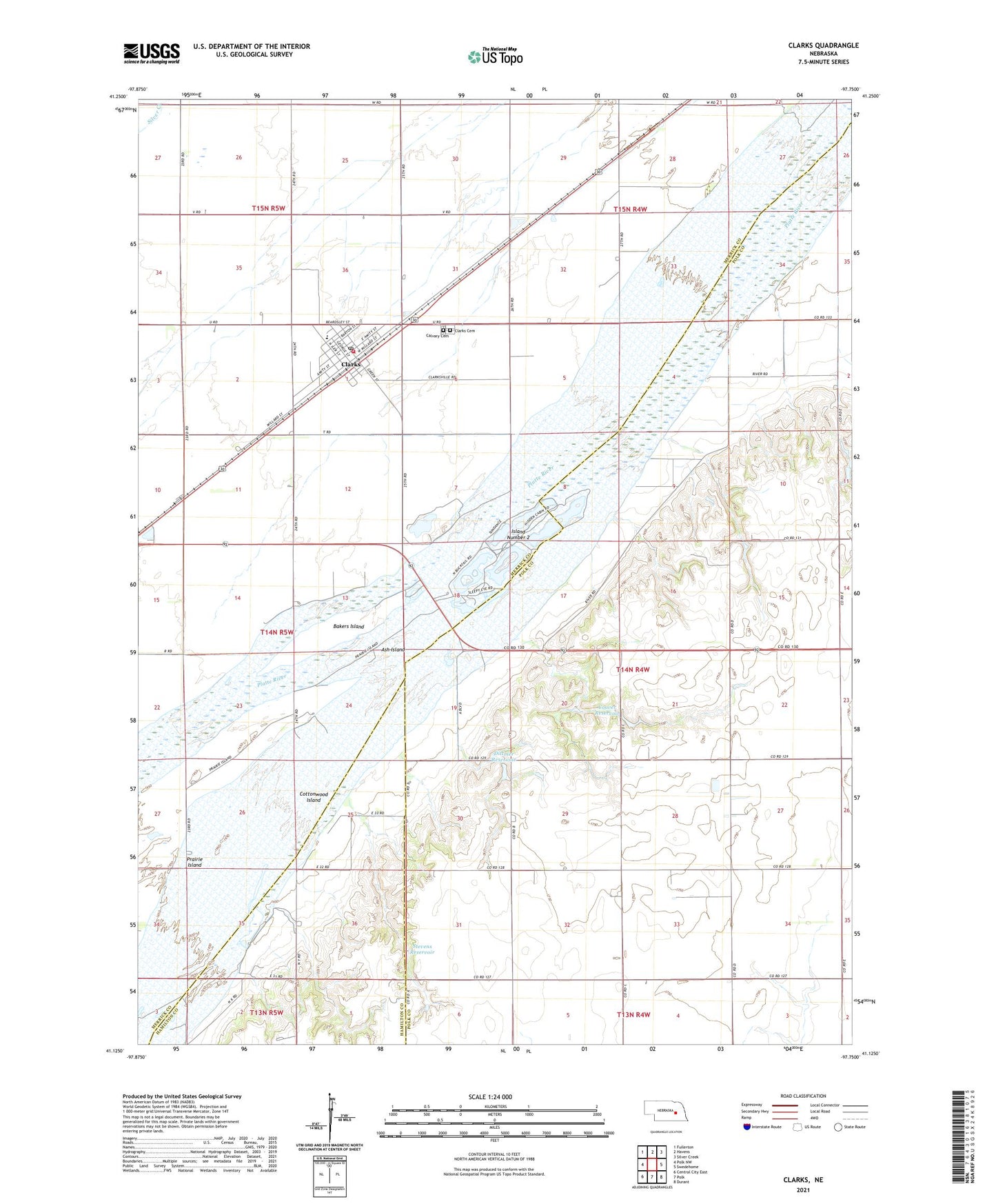 Clarks Nebraska US Topo Map Image
