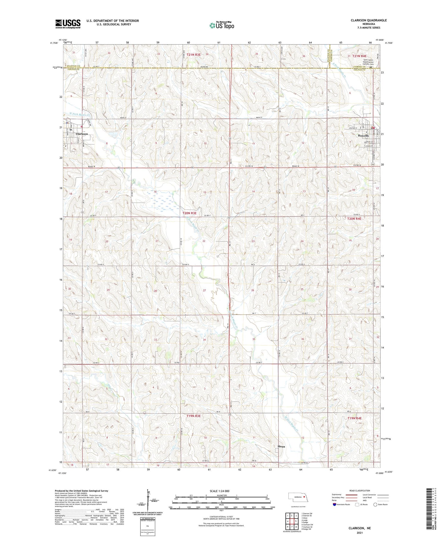 Clarkson Nebraska US Topo Map Image