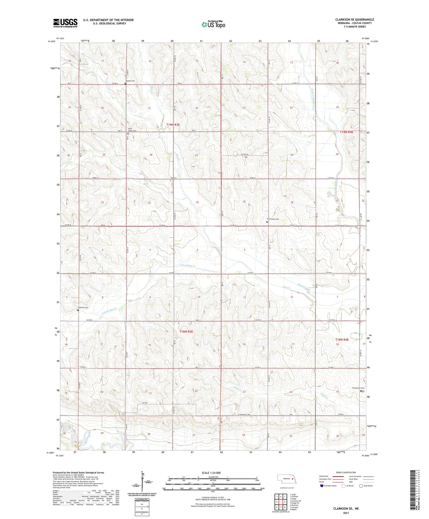 Clarkson SE Nebraska US Topo Map Image