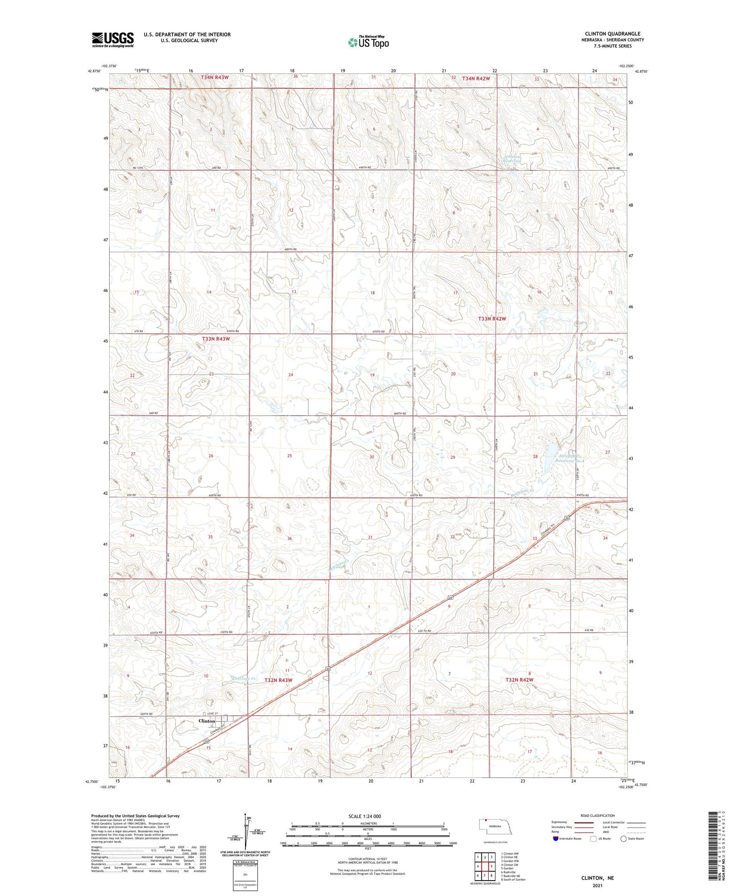 Clinton Nebraska US Topo Map Image