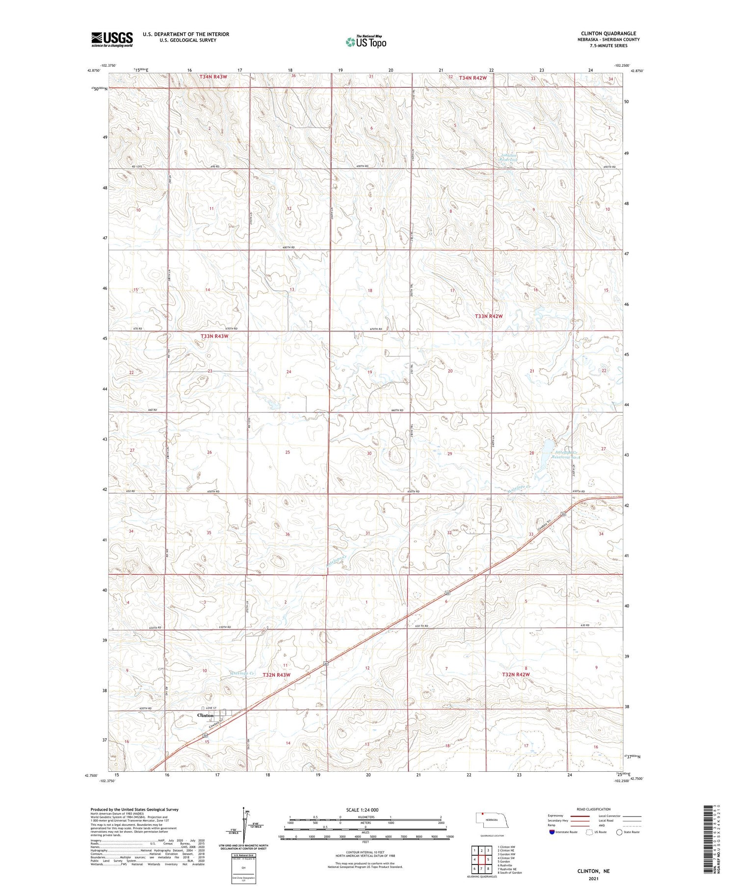 Clinton Nebraska US Topo Map Image