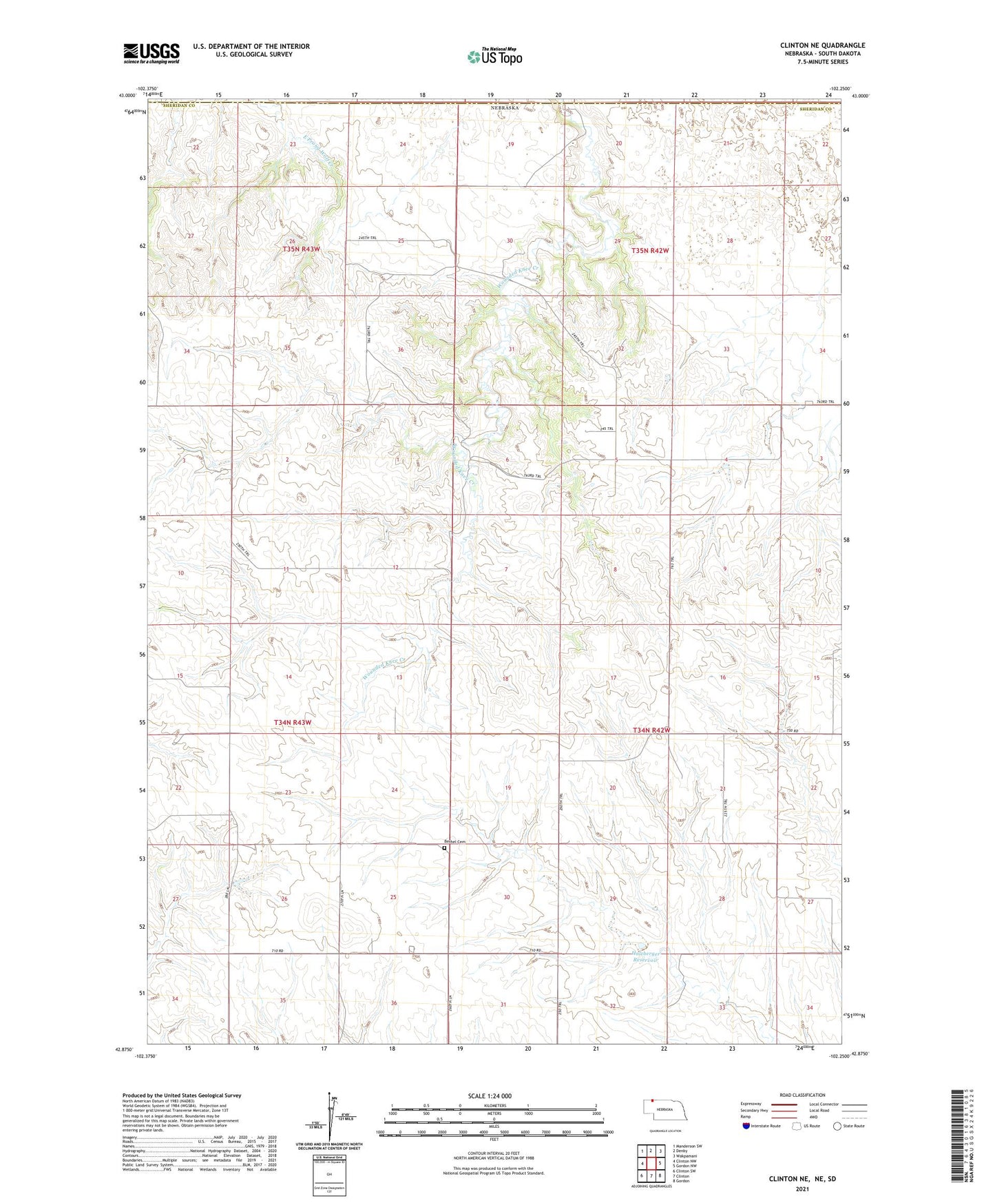 Clinton NE Nebraska US Topo Map Image