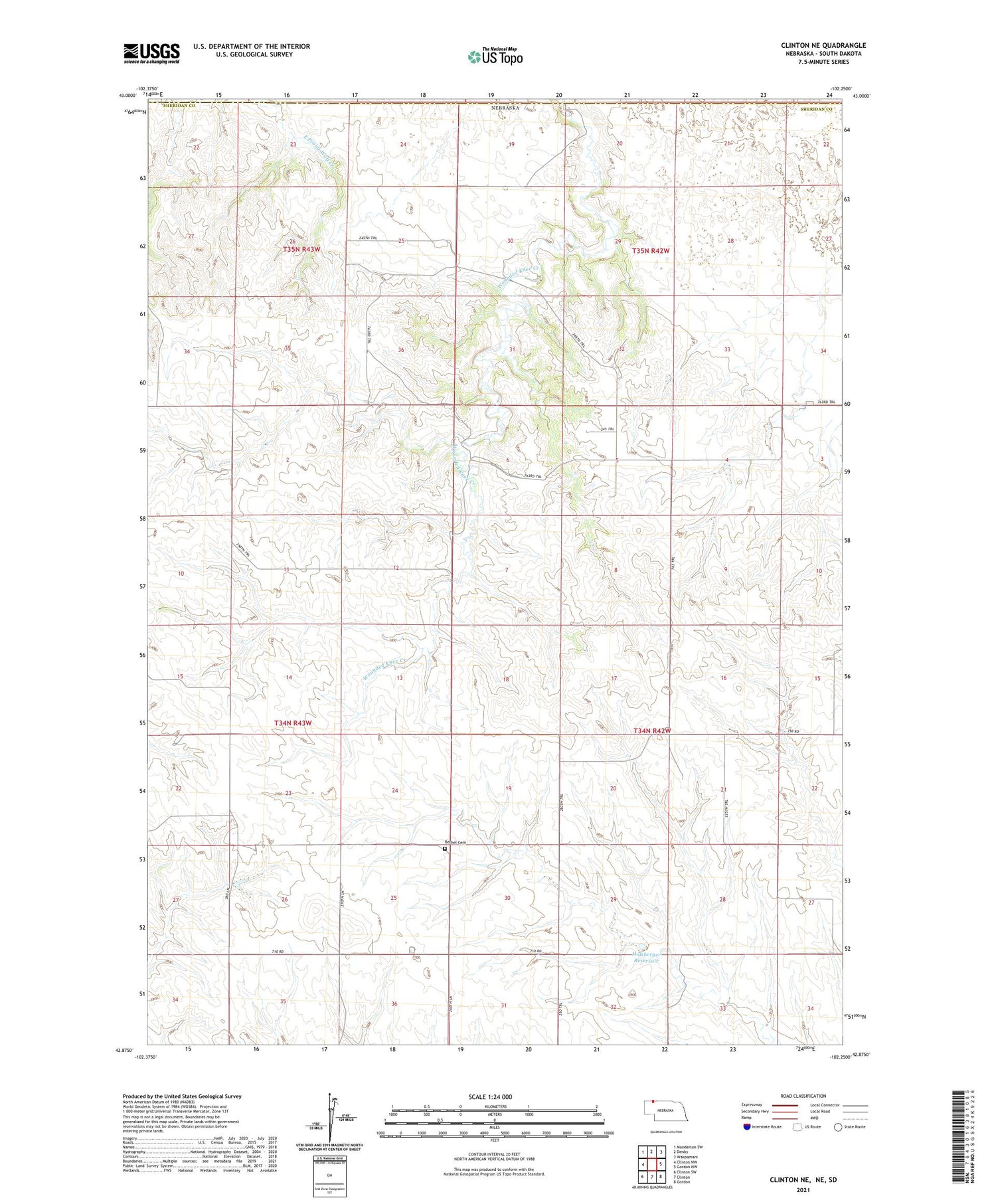 Clinton NE Nebraska US Topo Map Image