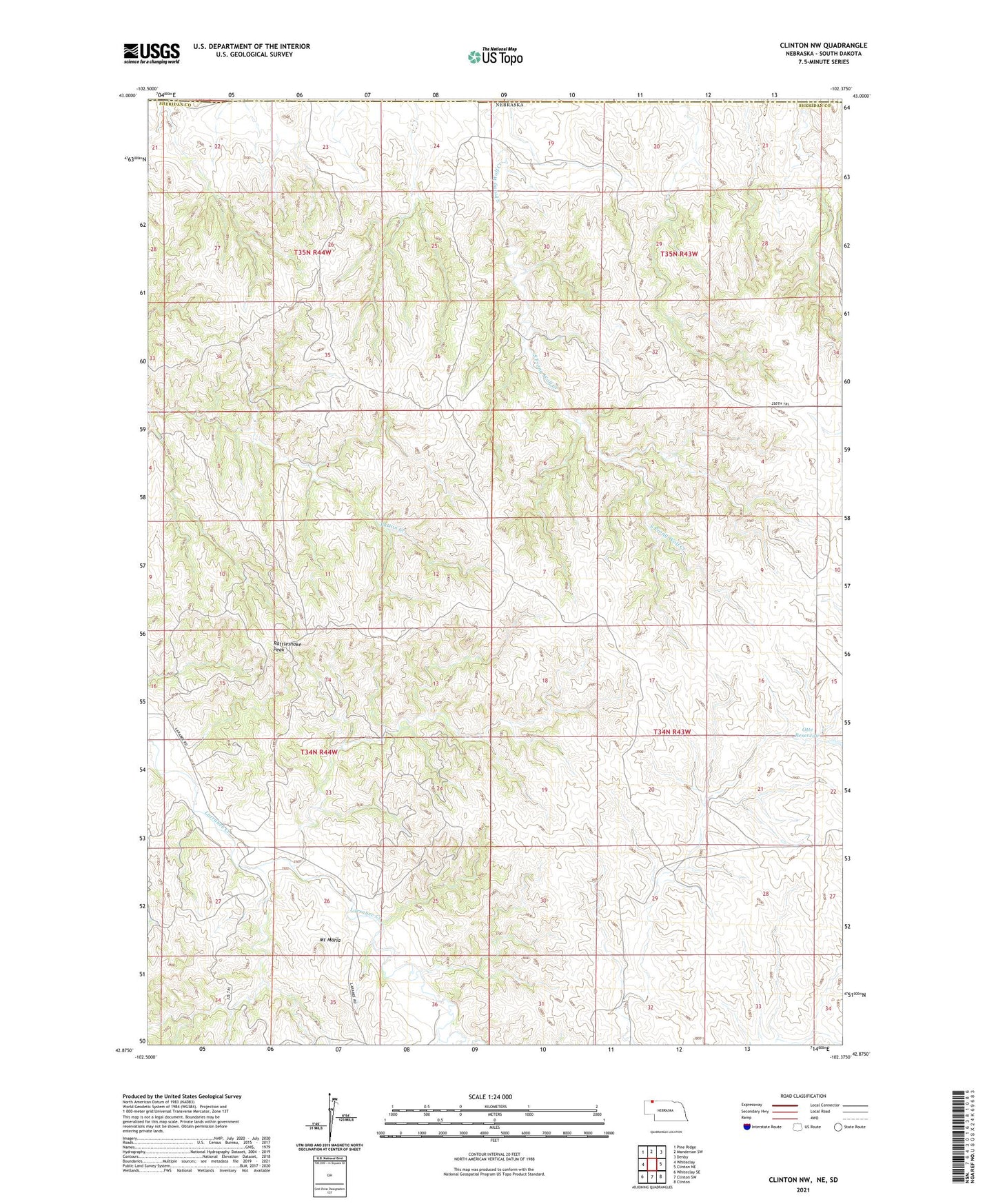 Clinton NW Nebraska US Topo Map Image