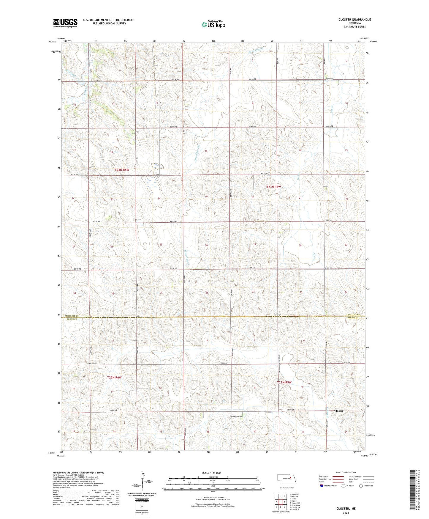 Closter Nebraska US Topo Map Image