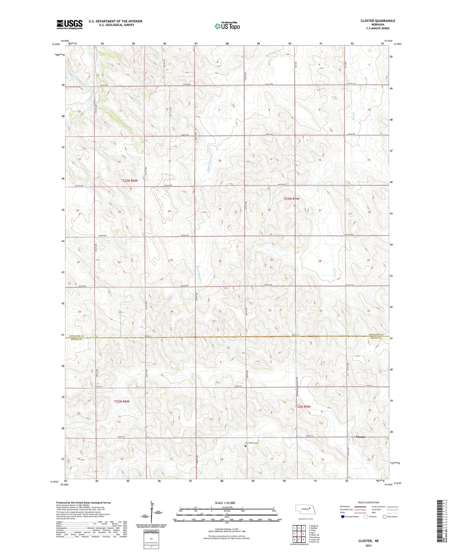 Closter Nebraska US Topo Map Image