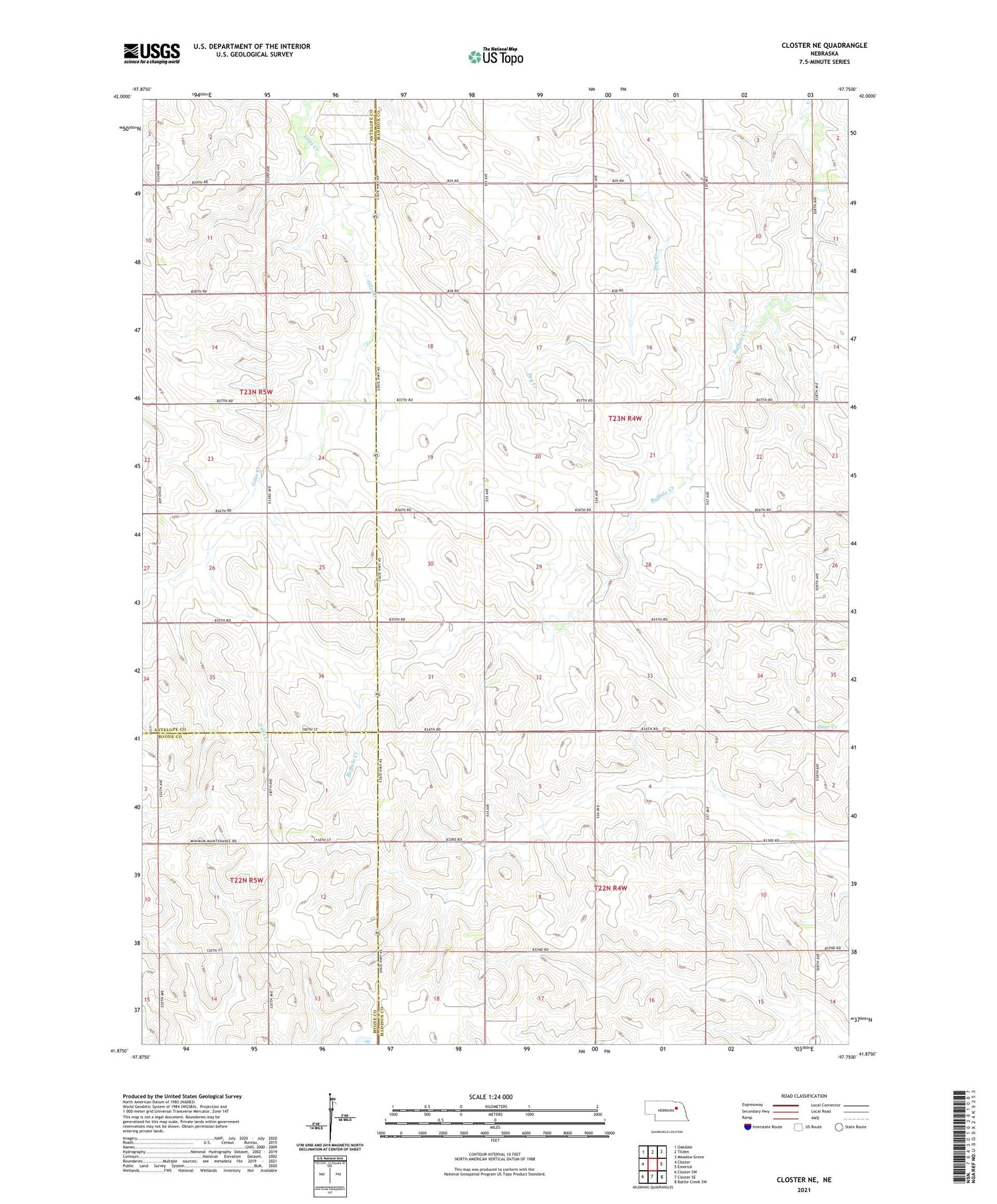 Closter NE Nebraska US Topo Map Image