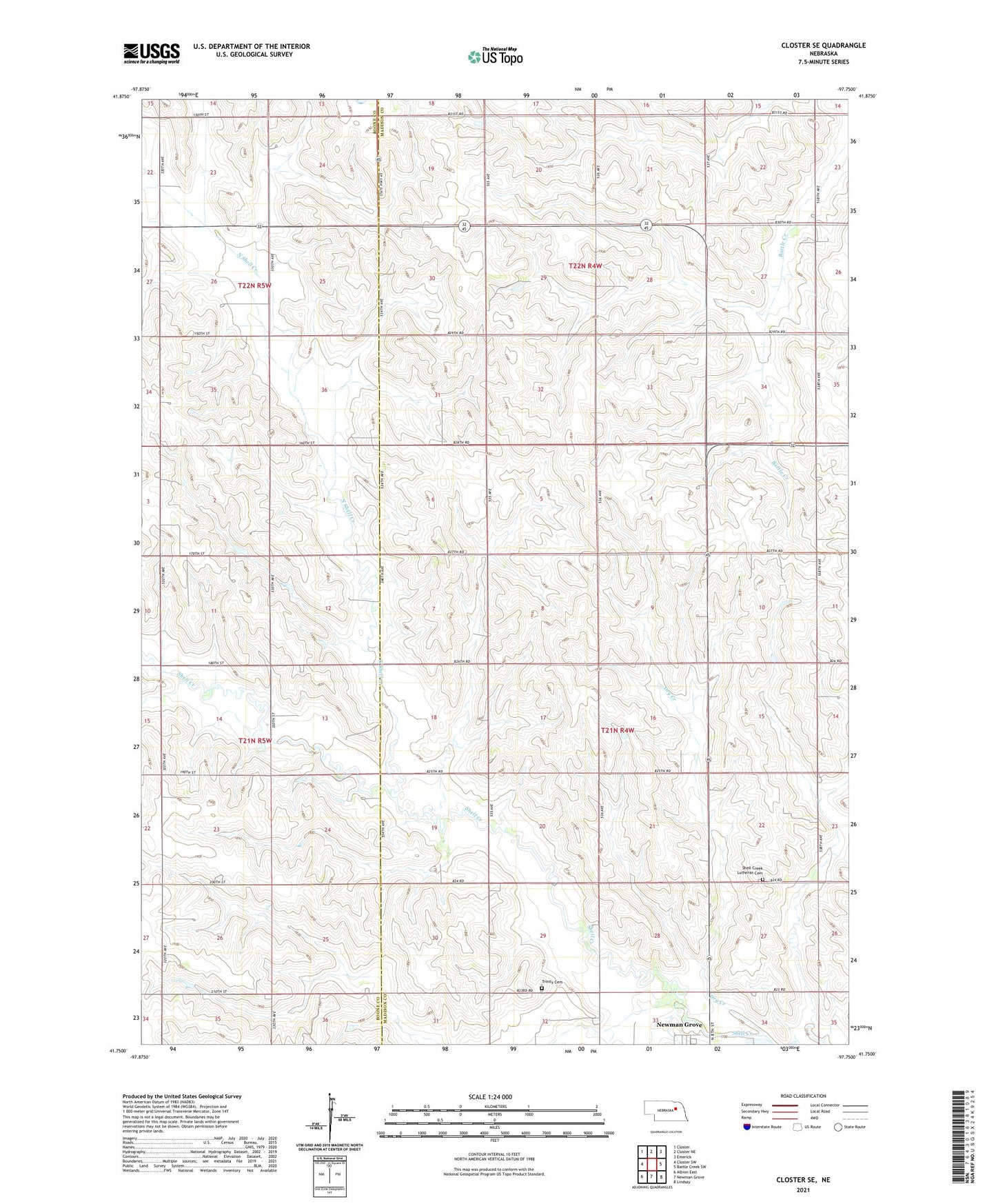Closter SE Nebraska US Topo Map Image