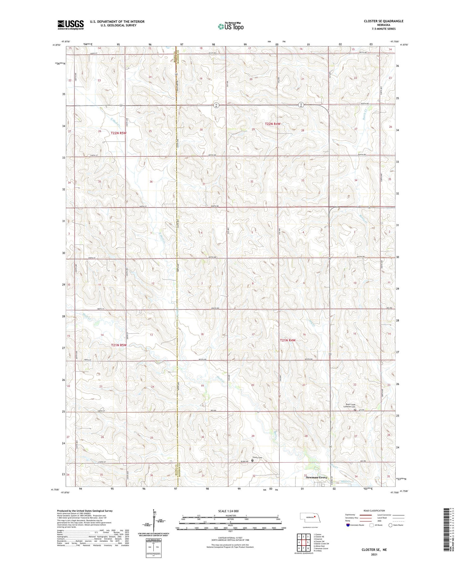 Closter SE Nebraska US Topo Map Image