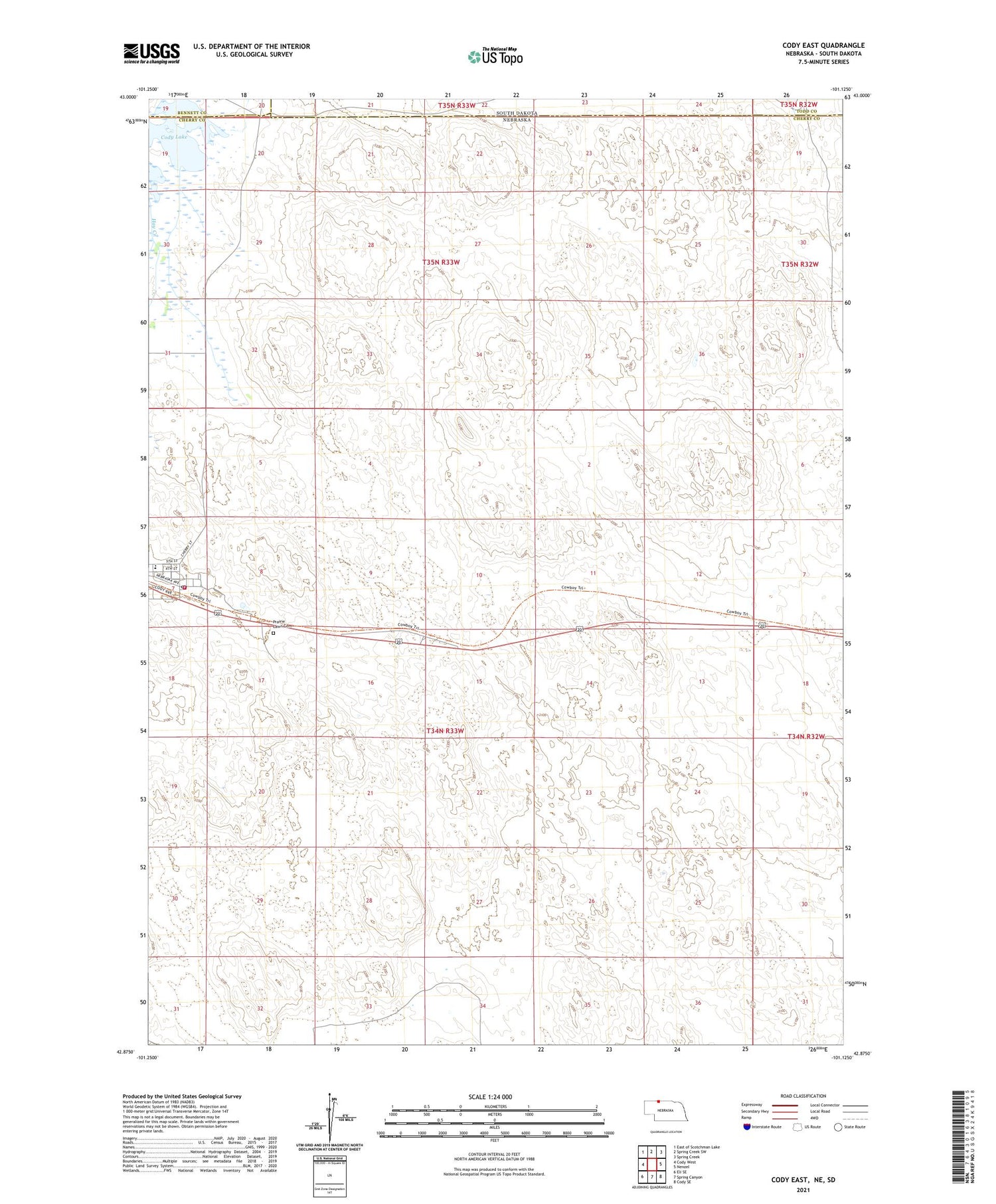 Cody East Nebraska US Topo Map Image