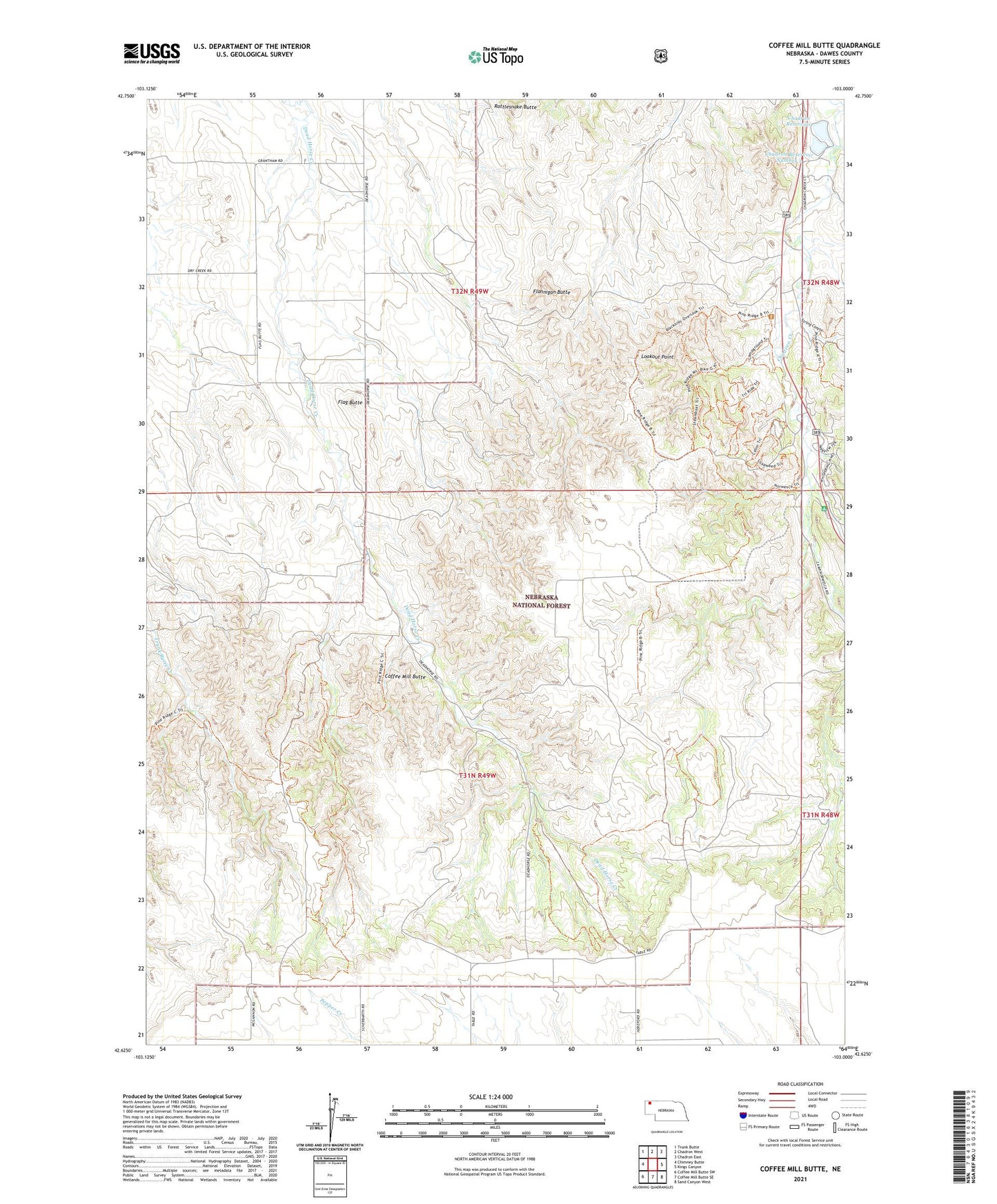 Coffee Mill Butte Nebraska US Topo Map Image
