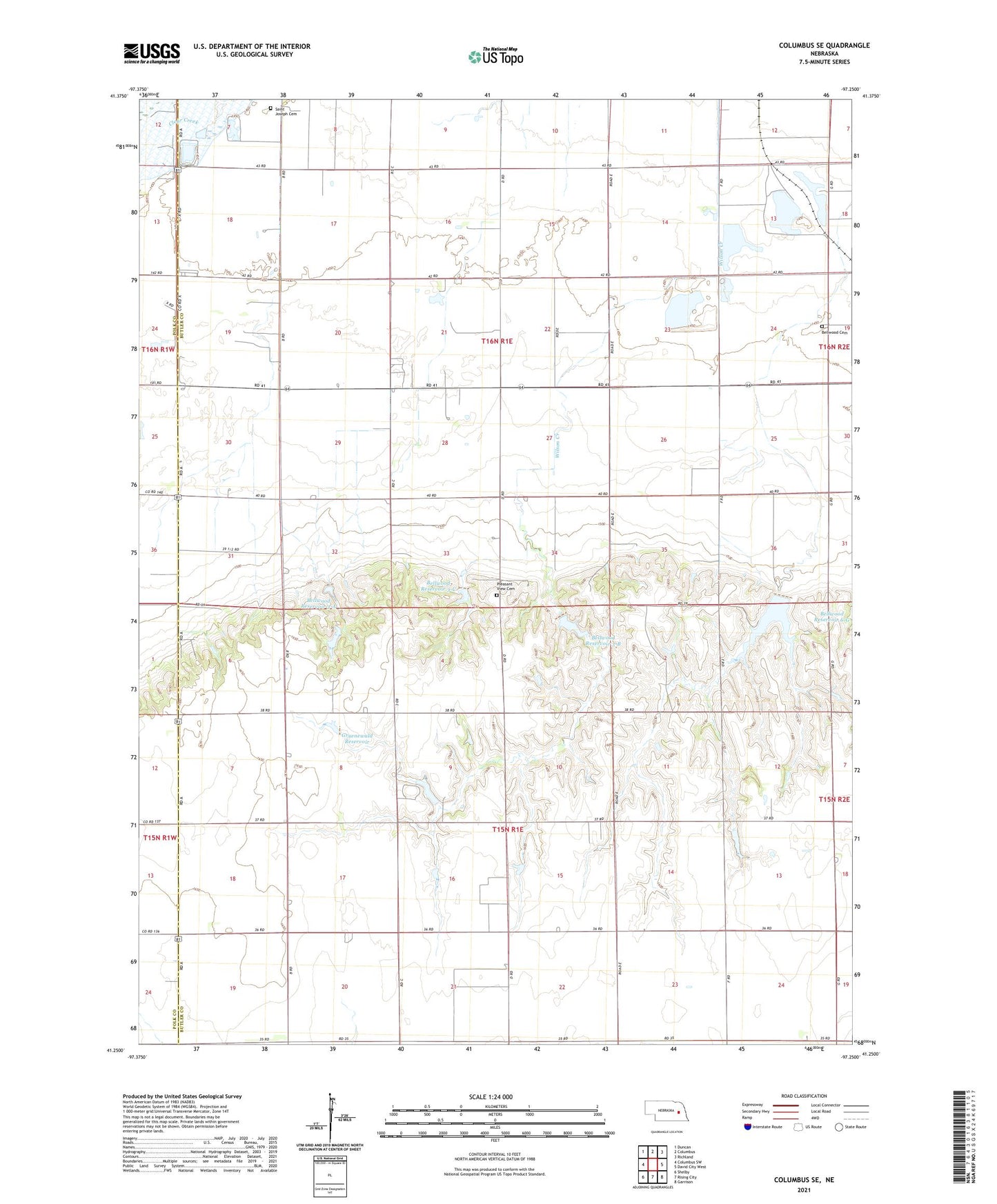 Columbus SE Nebraska US Topo Map Image