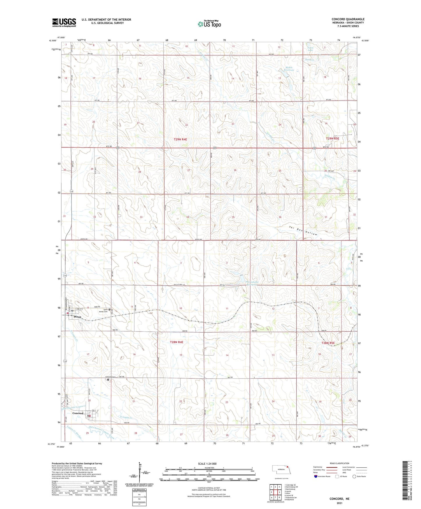 Concord Nebraska US Topo Map Image