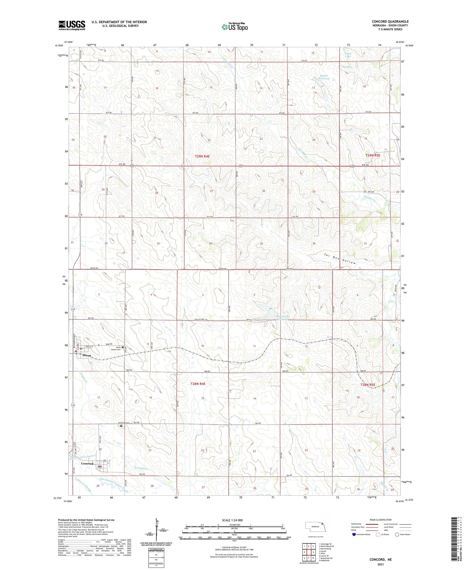Concord Nebraska US Topo Map Image