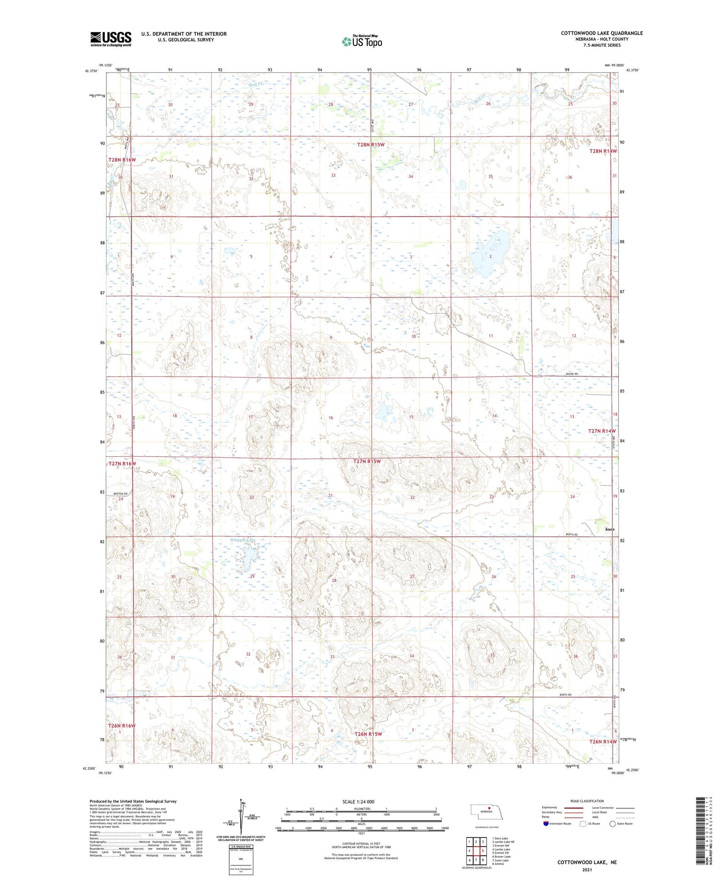 Cottonwood Lake Nebraska US Topo Map Image