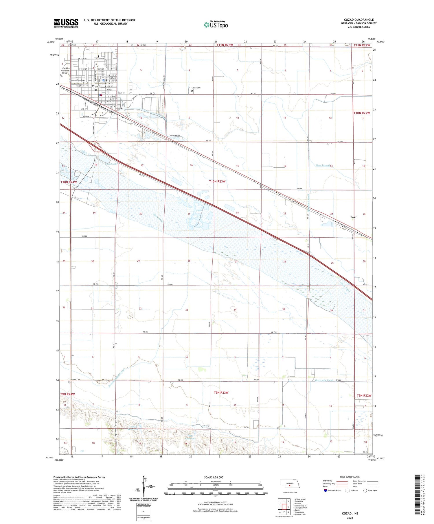 Cozad Nebraska US Topo Map Image