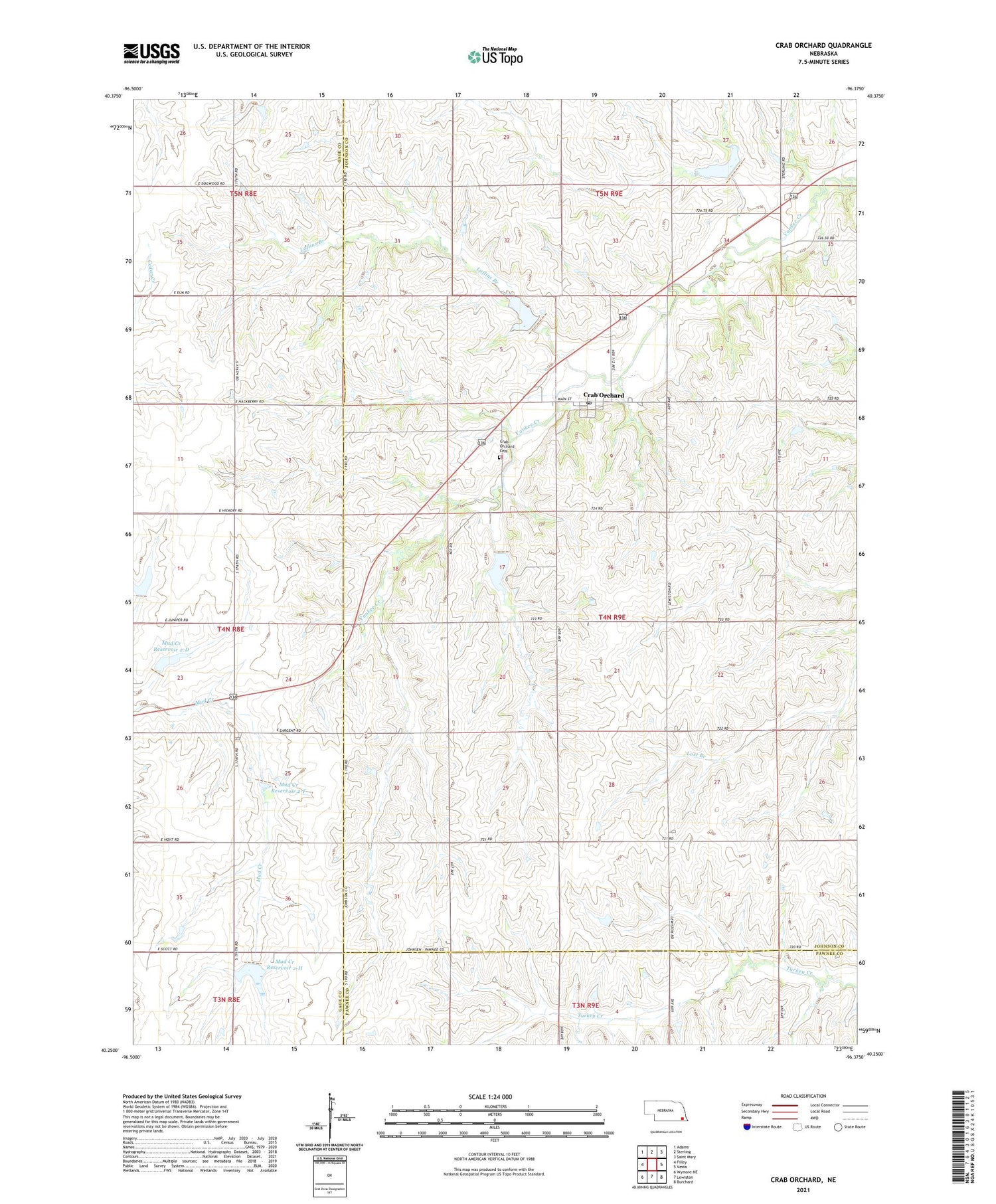 Crab Orchard Nebraska US Topo Map Image