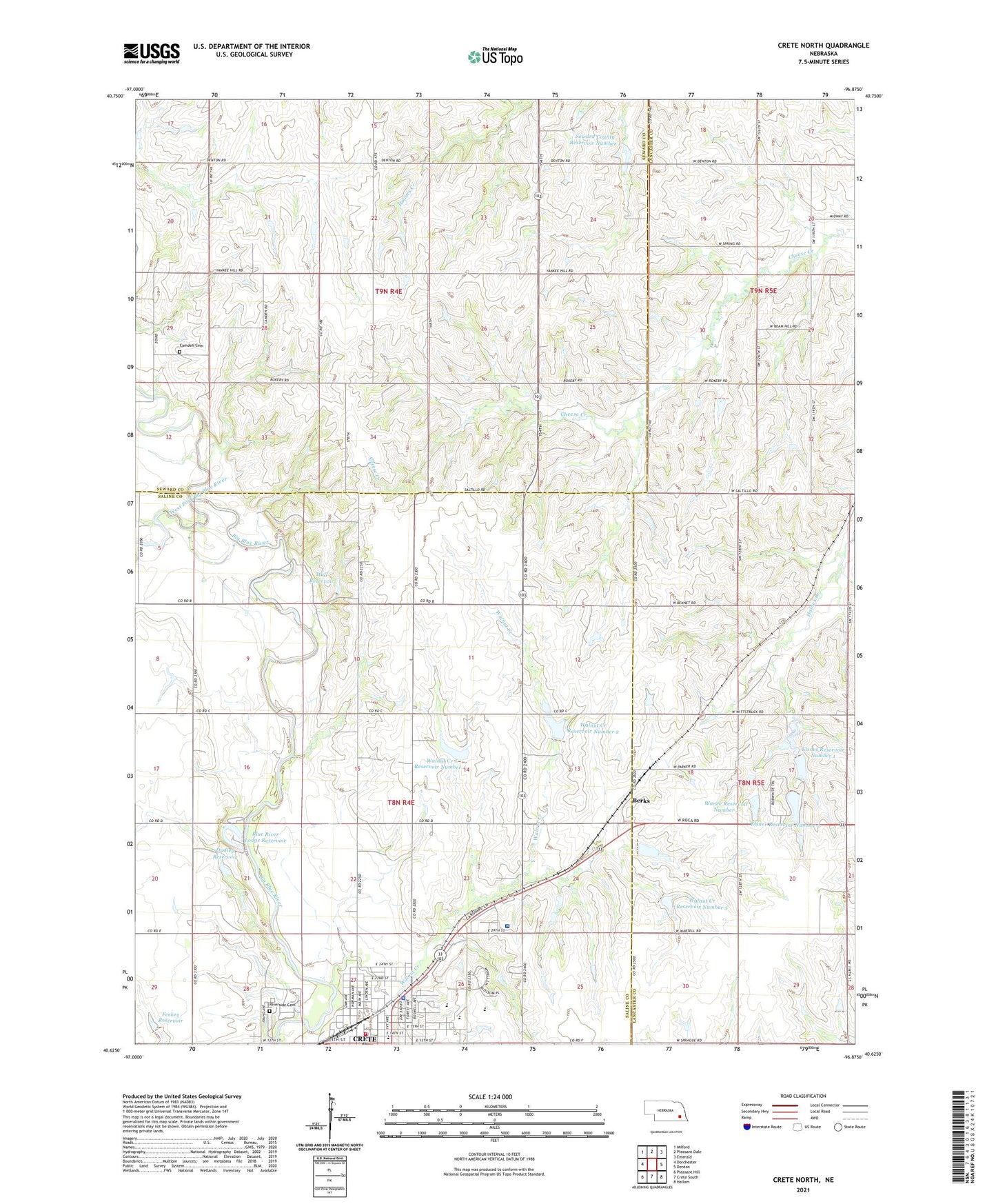 Crete North Nebraska US Topo Map Image