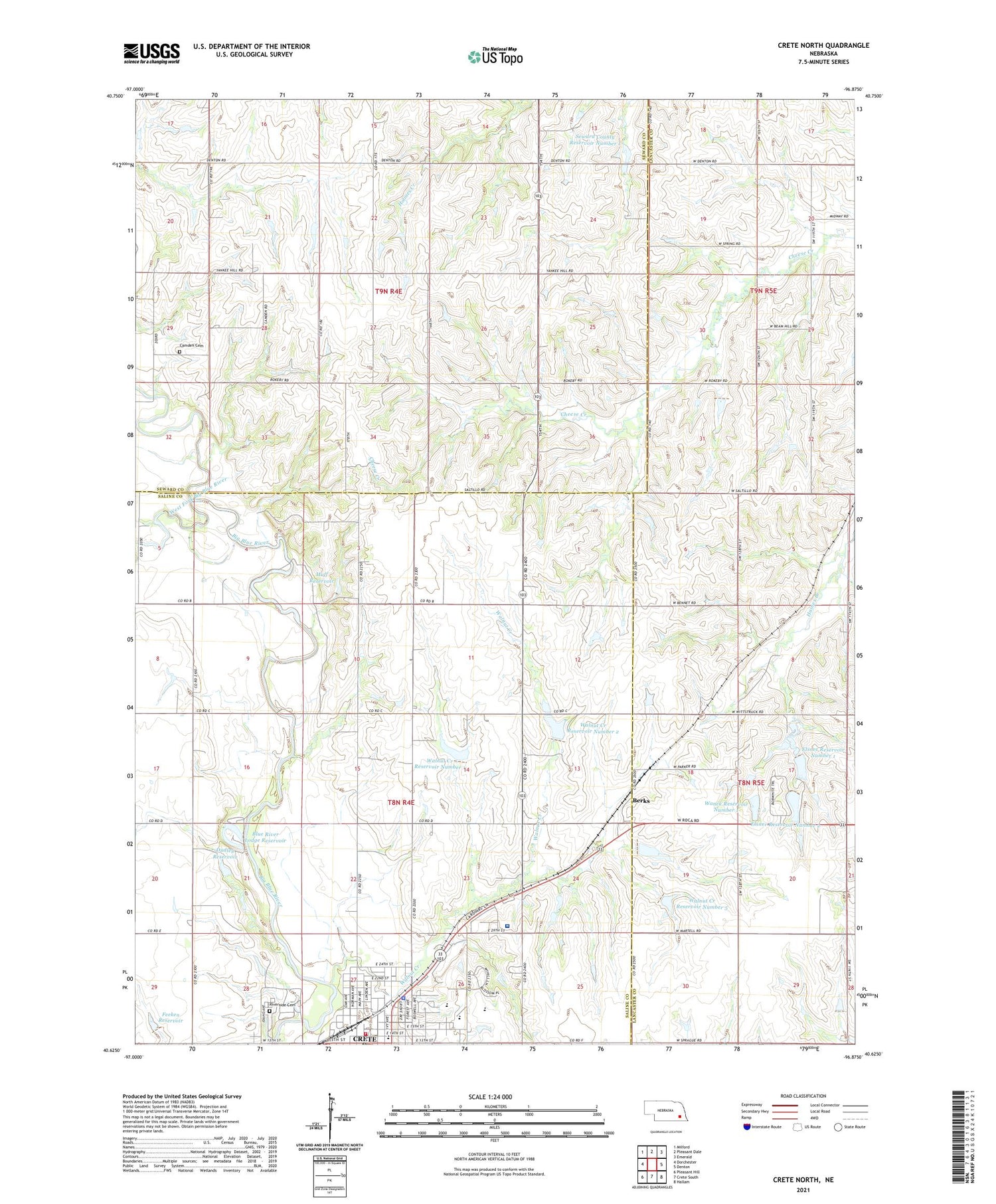 Crete North Nebraska US Topo Map Image