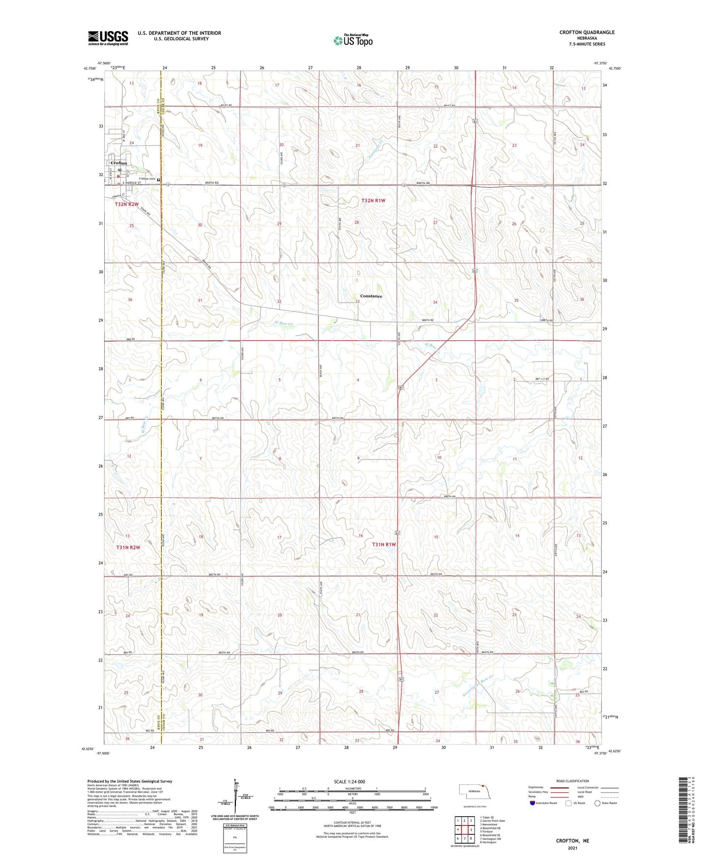 Crofton Nebraska US Topo Map Image