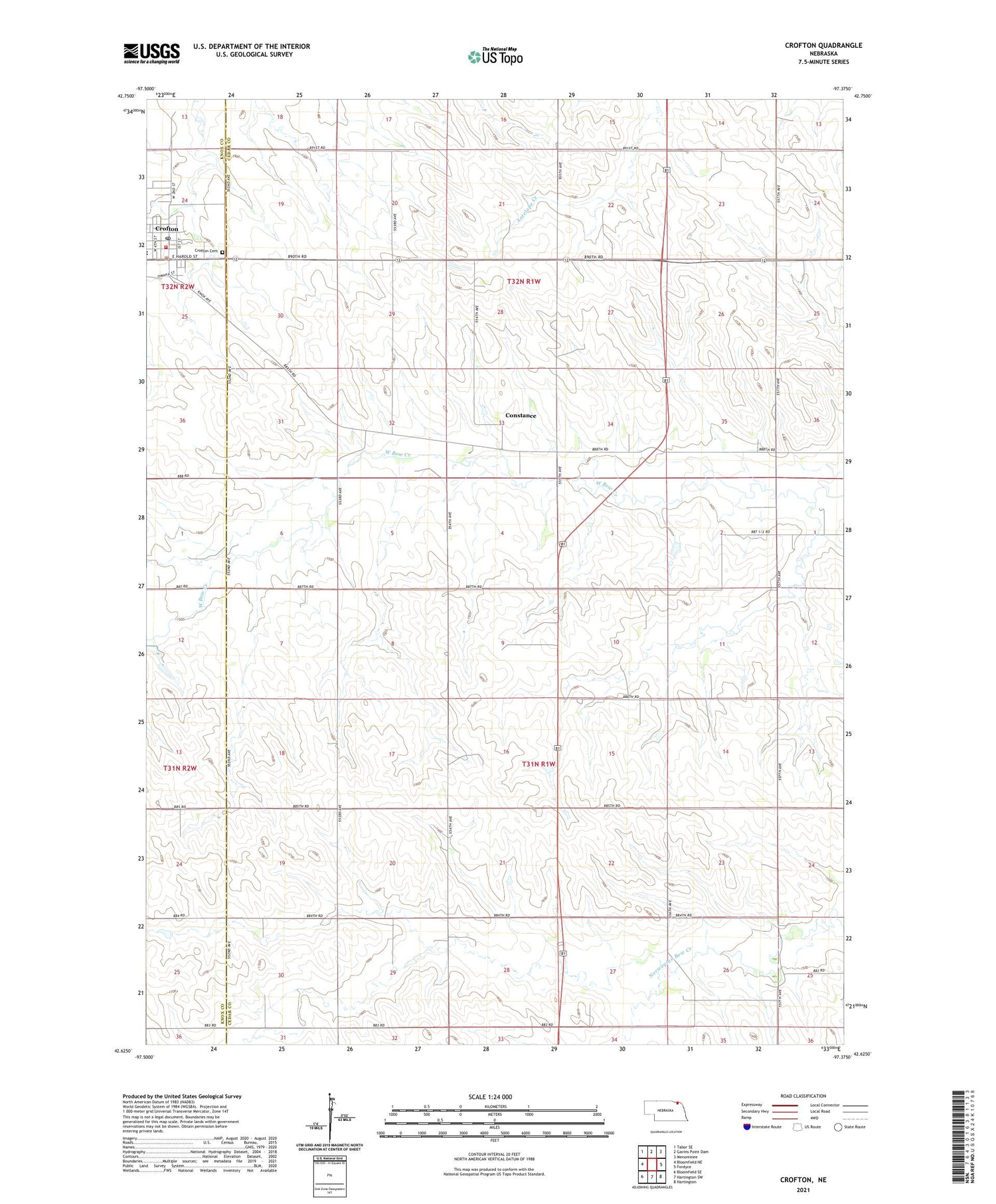 Crofton Nebraska US Topo Map Image