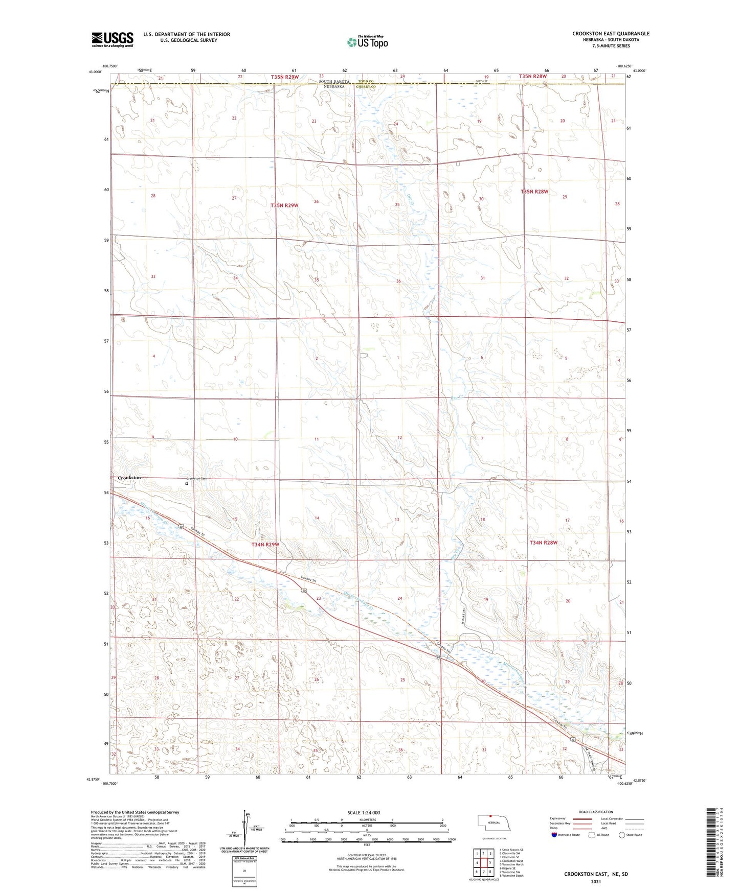 Crookston East Nebraska US Topo Map Image