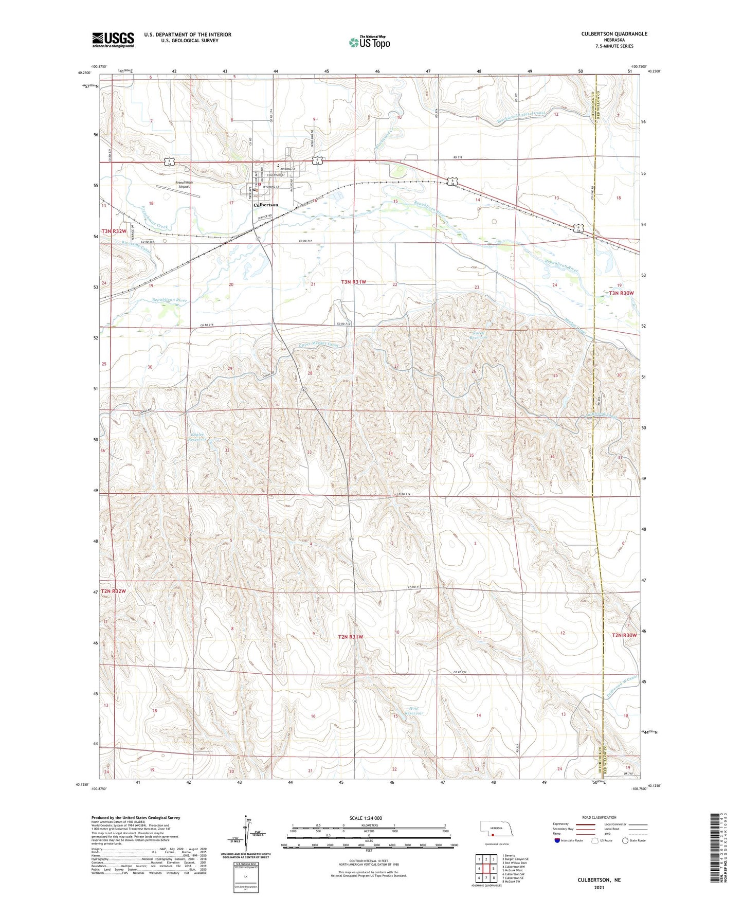 Culbertson Nebraska US Topo Map Image