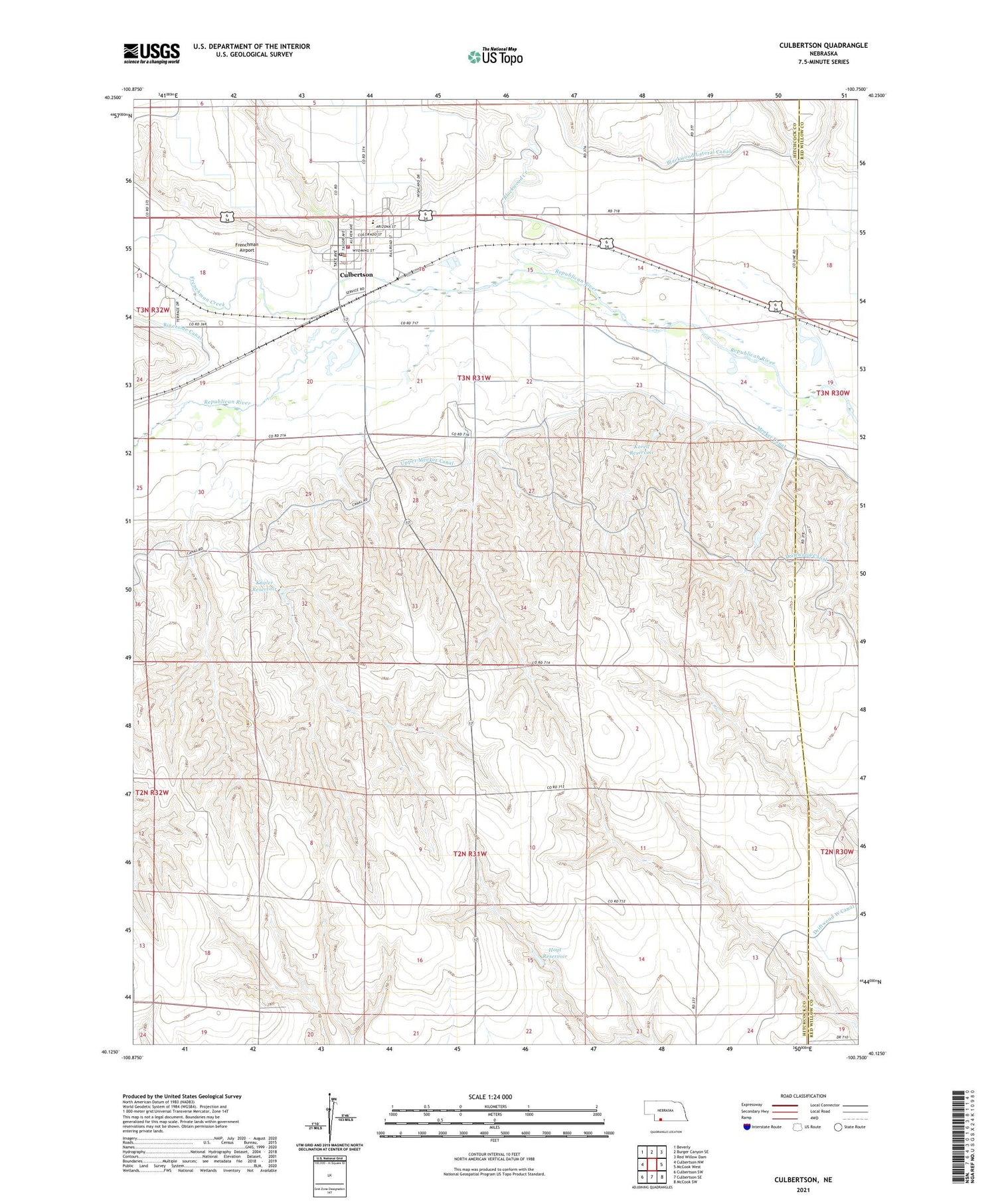 Culbertson Nebraska US Topo Map Image