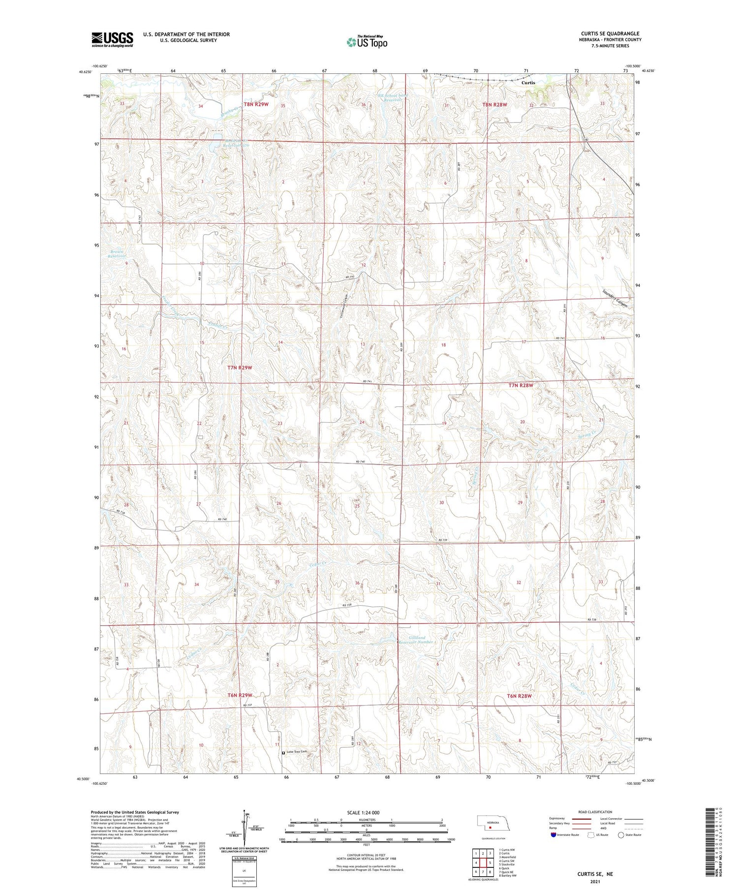 Curtis SE Nebraska US Topo Map Image