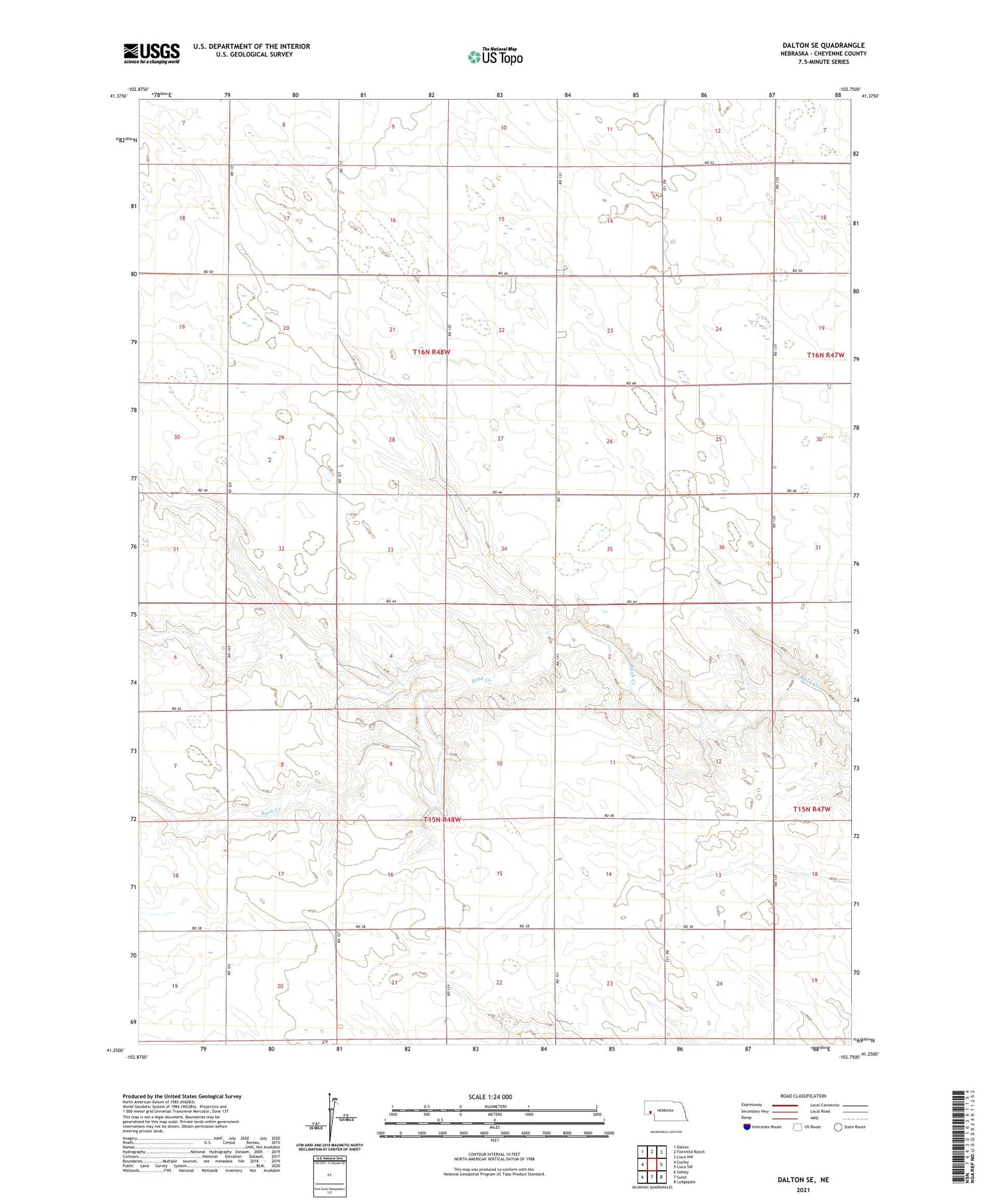 Dalton SE Nebraska US Topo Map Image
